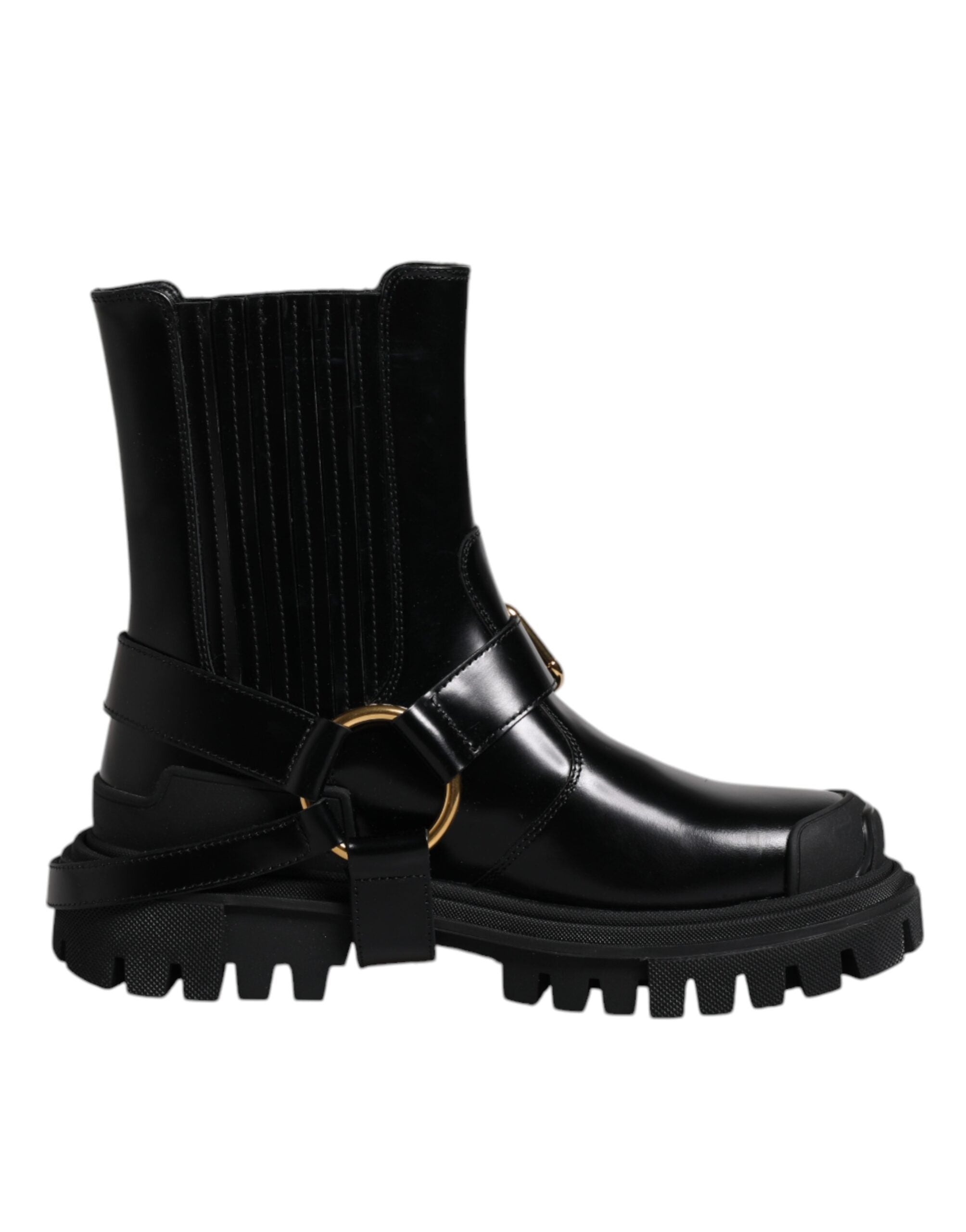 Dolce & Gabbana – Slipper aus Stretch-Trekkingstiefeln aus schwarzem Leder