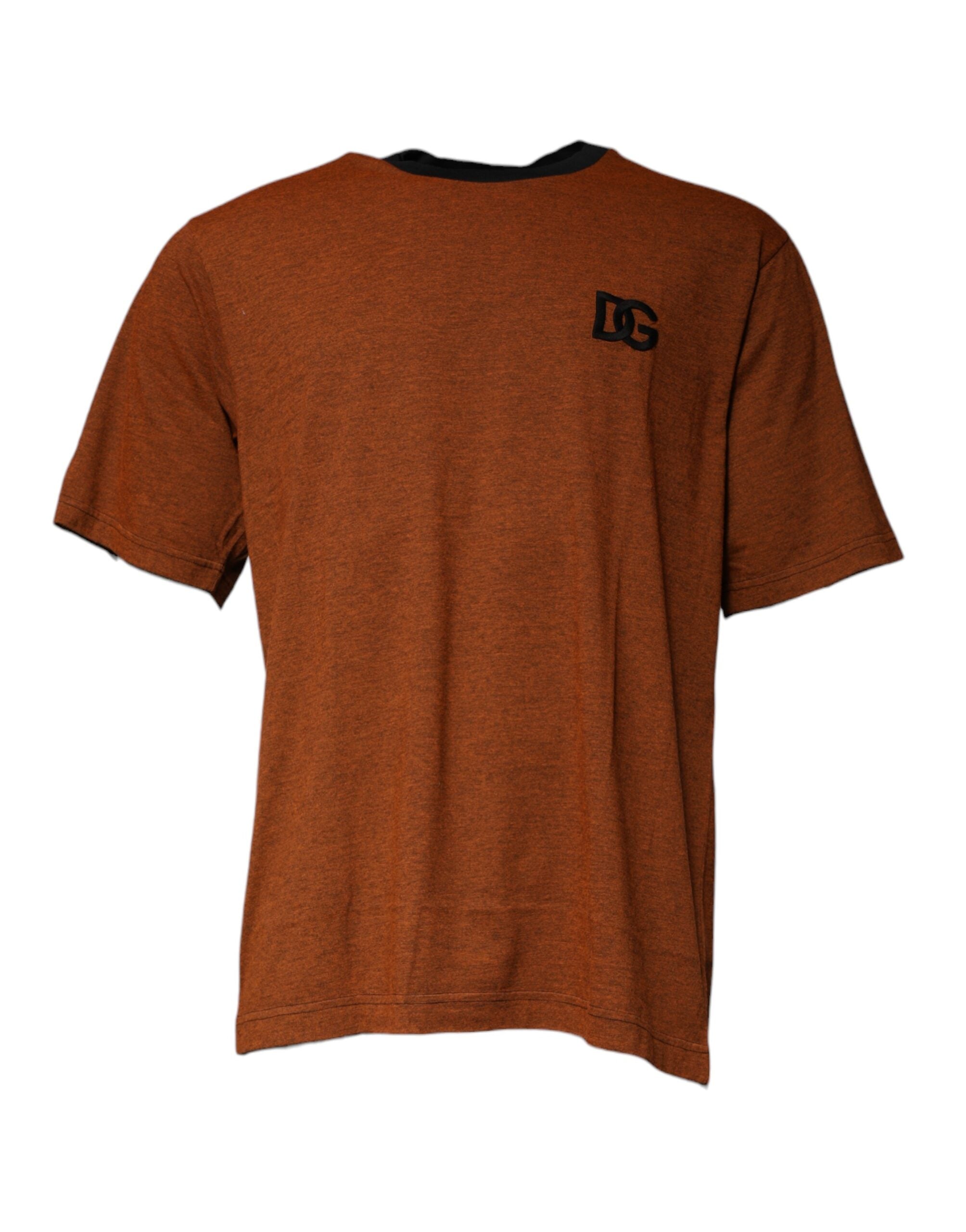 Dolce & Gabbana Braunes T-Shirt aus Baumwolle mit Rundhalsausschnitt und DG-Logo