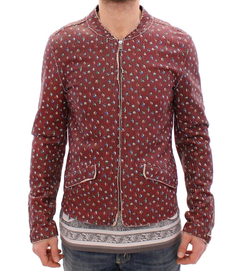 Dolce & Gabbana – Exklusive Lederjacke im Boxer-Print in Bordeaux