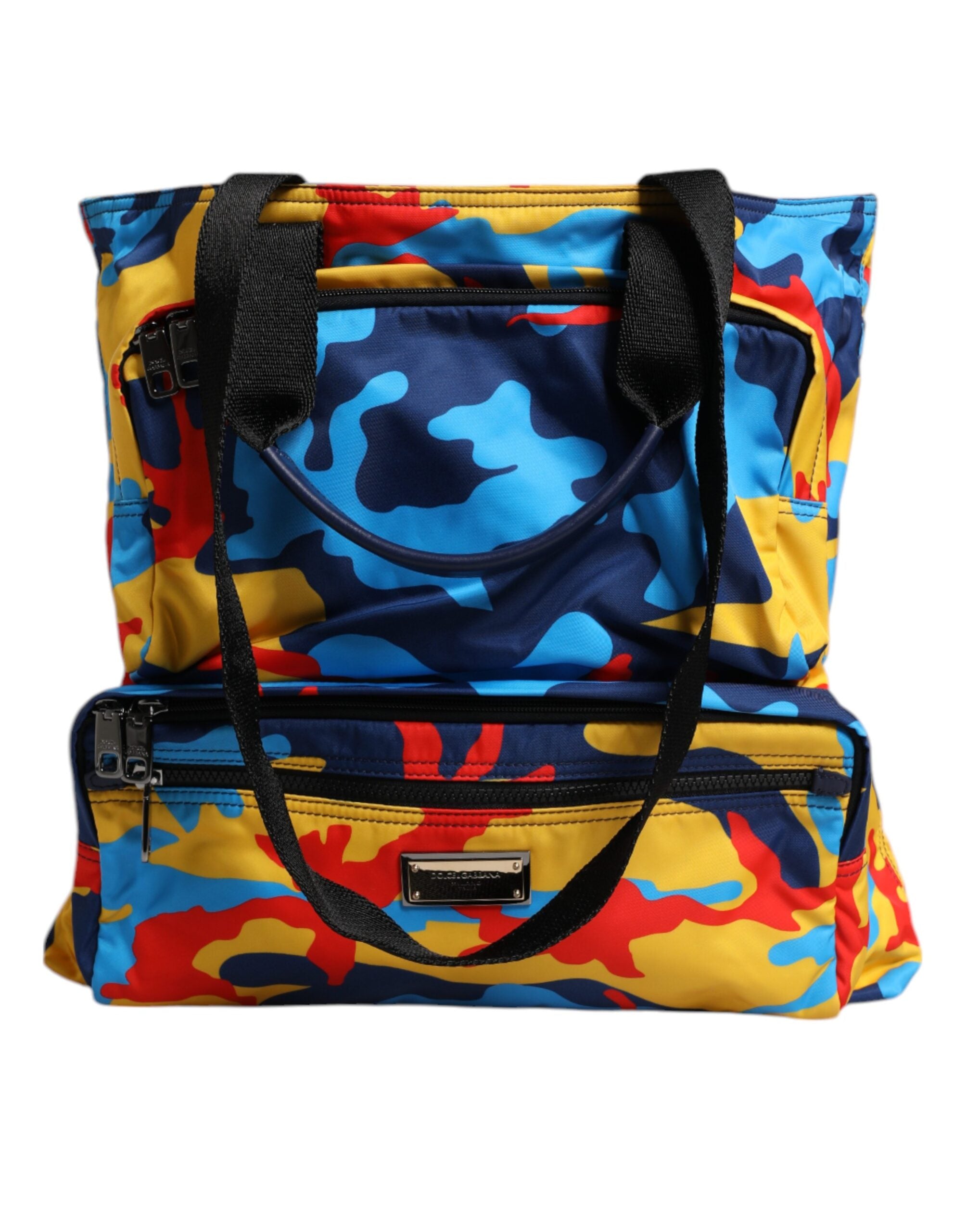 Dolce & Gabbana – Mehrfarbige Einkaufstasche aus Nylon mit Camouflage-Muster