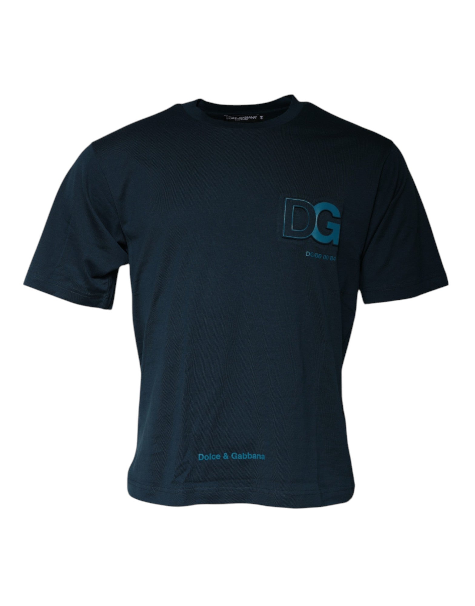 Dolce & Gabbana – Blaues T-Shirt mit Rundhalsausschnitt und kurzen Ärmeln