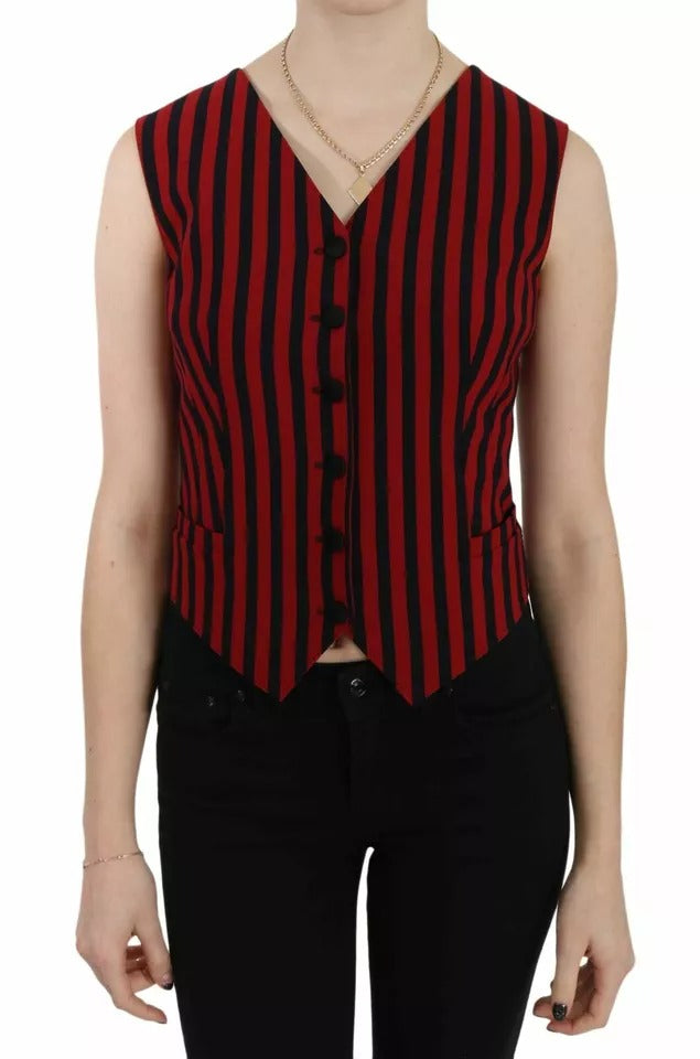 Dolce & Gabbana Rot Schwarz Streifen Weste Weste Bluse Top