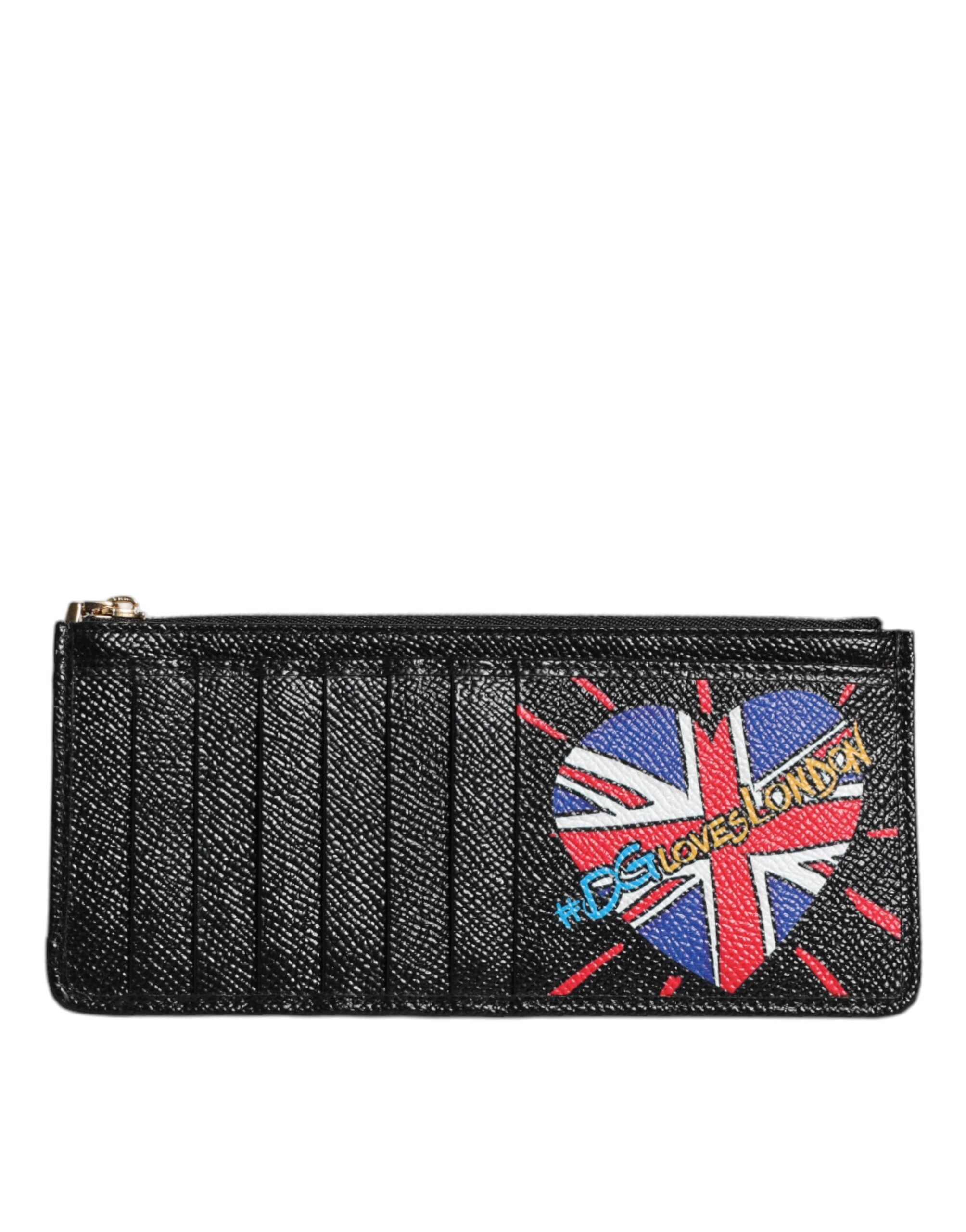 Dolce & Gabbana Schwarzes Leder #DGLovesLondon Kartenetui Brieftasche