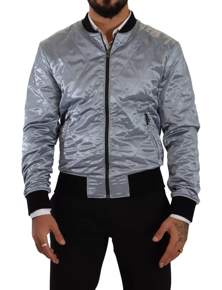 Dolce & Gabbana Hellblauer Bombermantel Herrenjacke