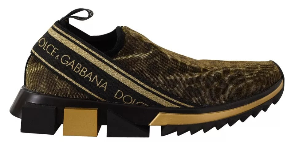 Dolce & Gabbana Sorrento Sneakers mit Leopardenmuster in Gold