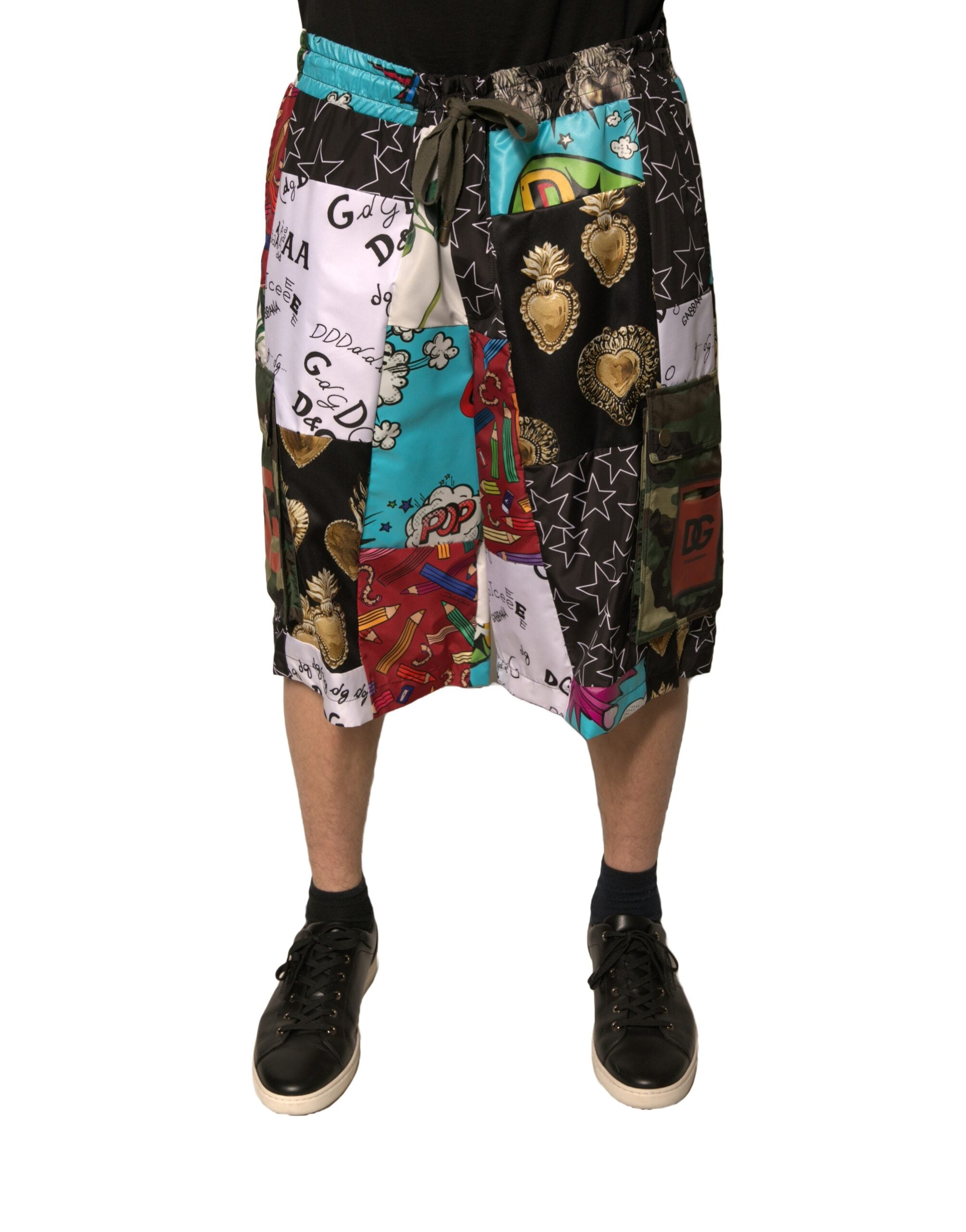 Dolce & Gabbana – Mehrfarbige Cargo-Bermudashorts im Patchwork-Design