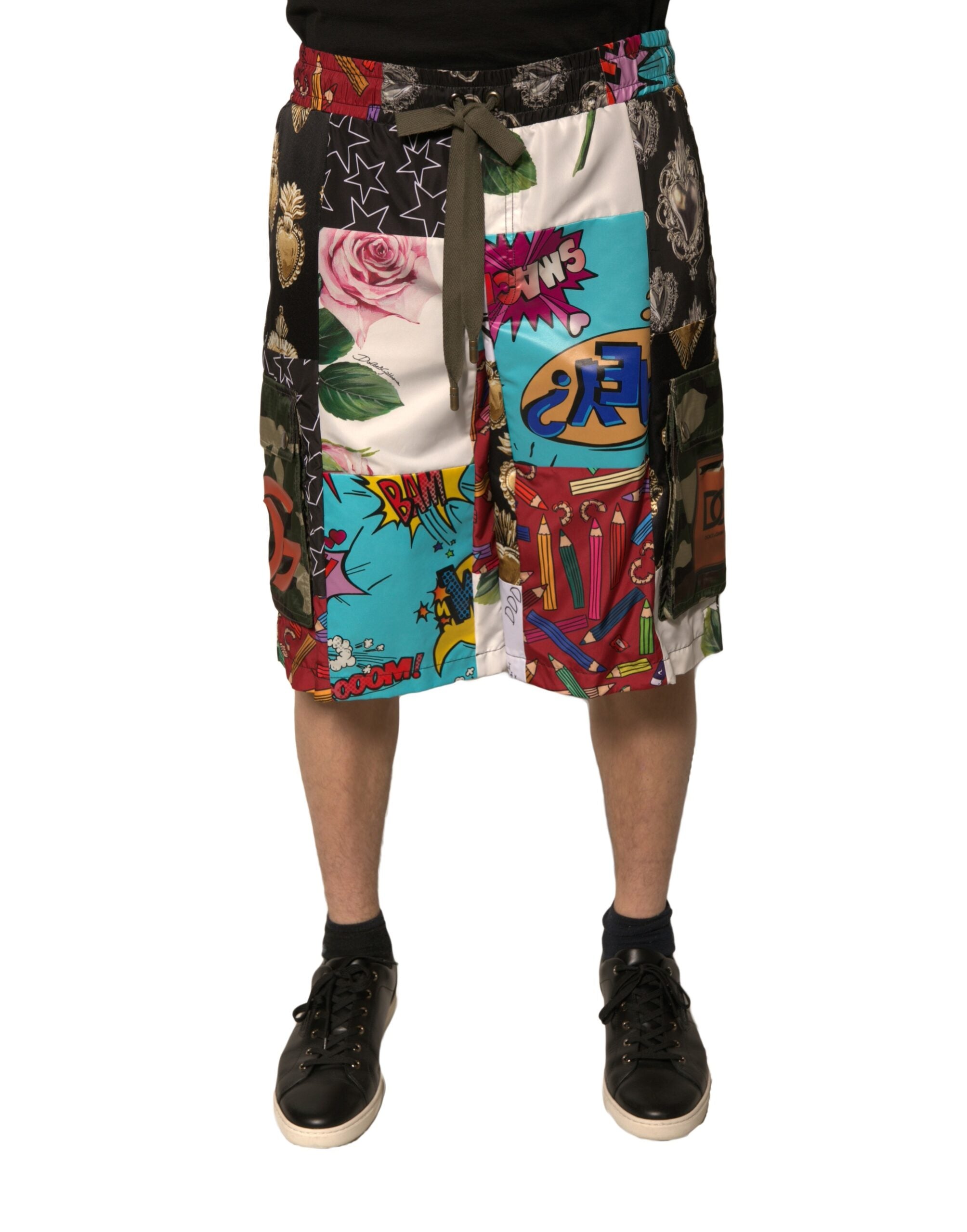 Dolce & Gabbana – Mehrfarbige Cargo-Bermudashorts im Patchwork-Design