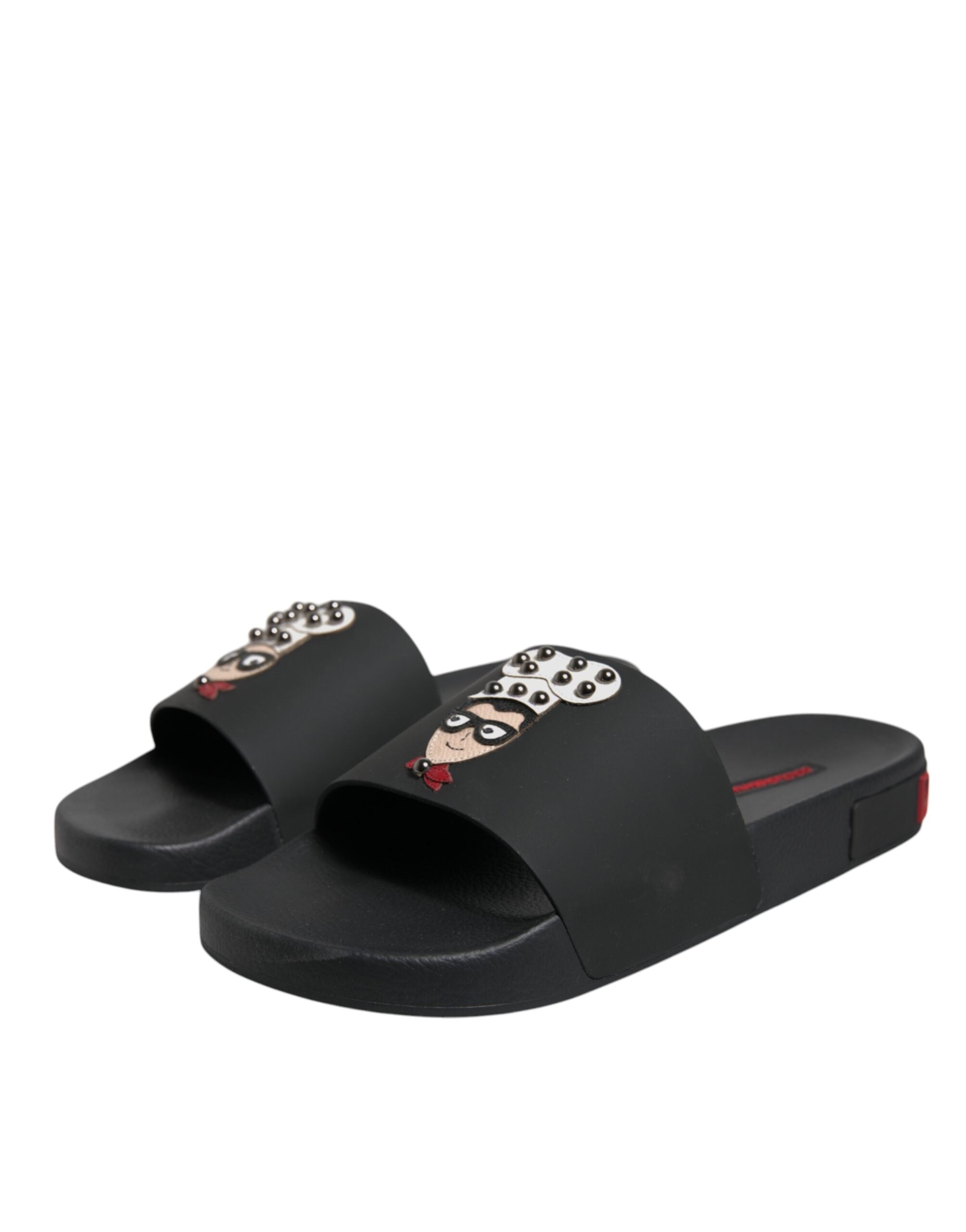 Dolce & Gabbana Schwarze Leder-Sandalen, Strandschuhe
