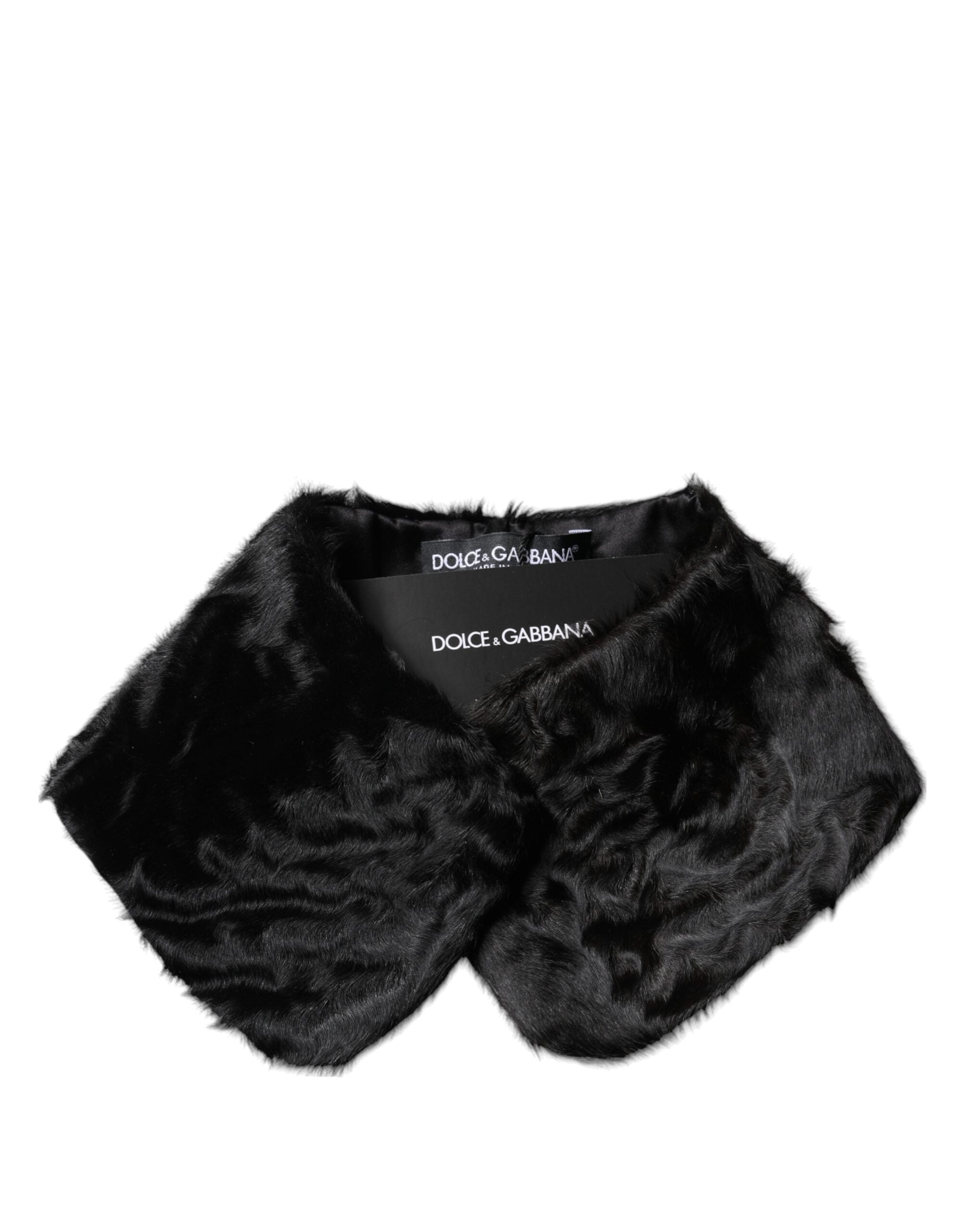 Dolce & Gabbana Damen-Halswickelschal mit schwarzem Lammfellkragen