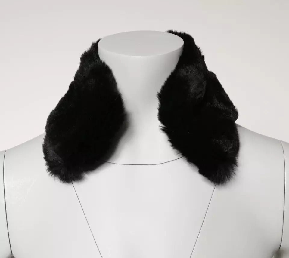 Dolce & Gabbana Damen-Halswickelschal mit schwarzem Lammfellkragen