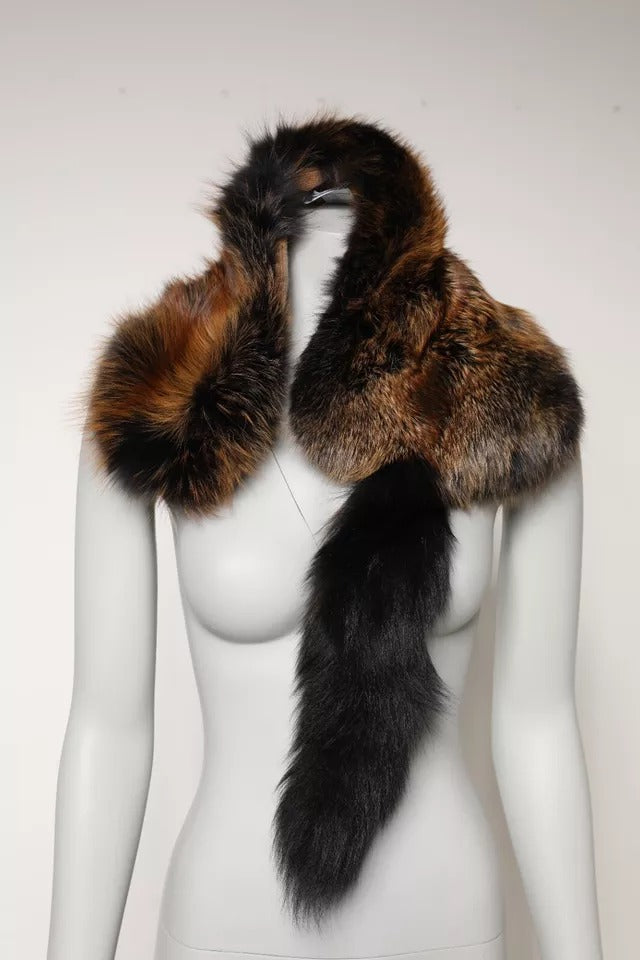 Dolce & Gabbana Brauner Rotfuchspelz-Halswärmer-Winterschal