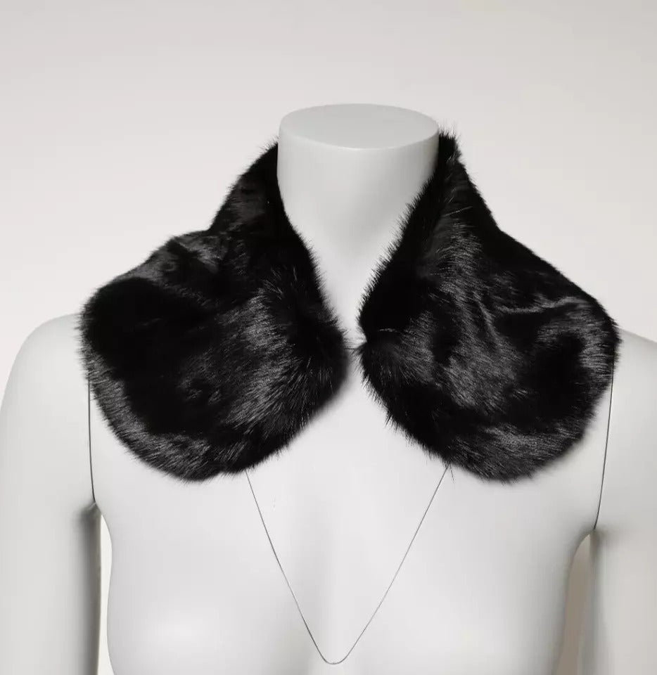 Dolce & Gabbana Schwarzer Pelzschal Halswickelkragenschal