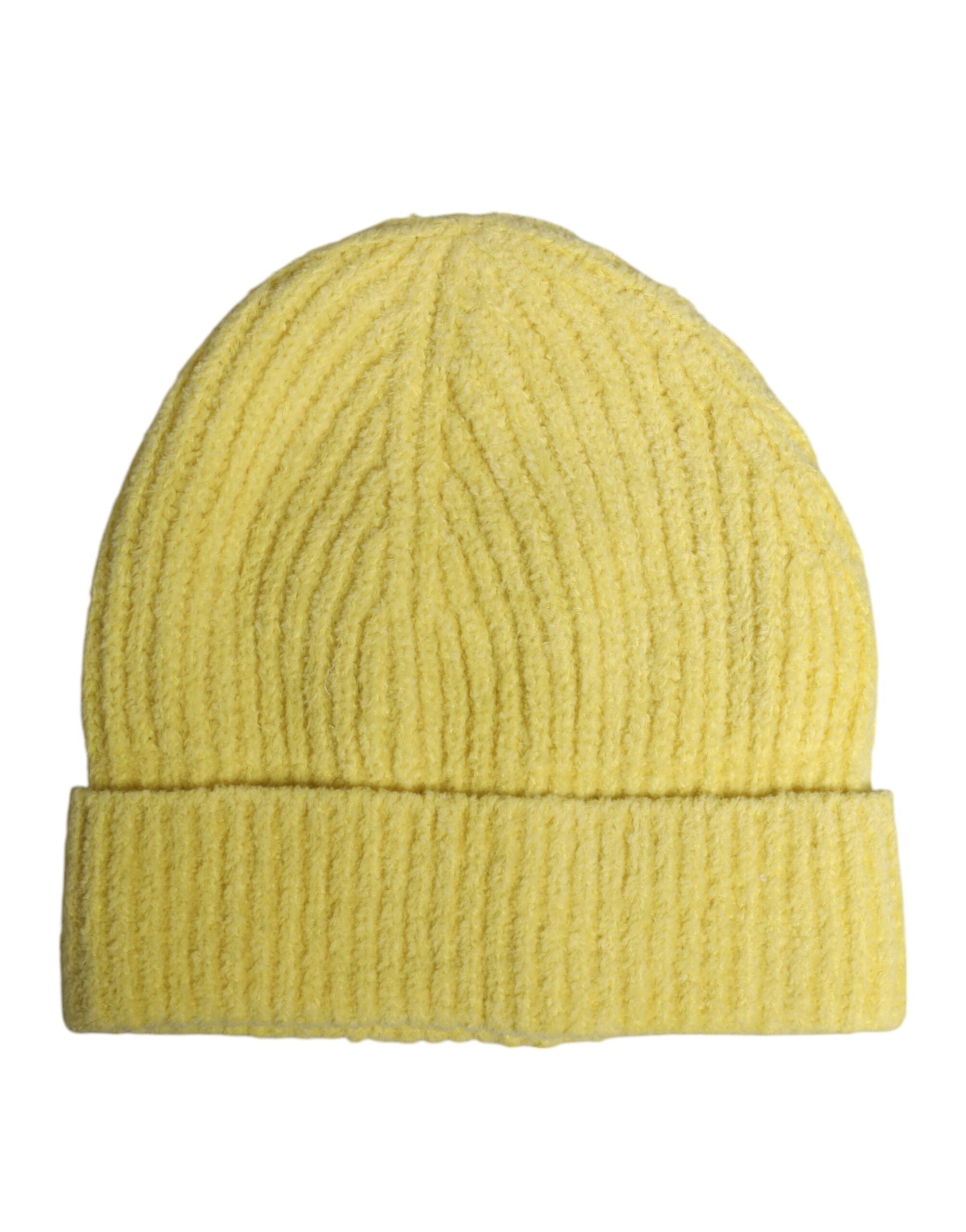 Dolce & Gabbana Yellow Cotton Knitted Winter Beanie Hat