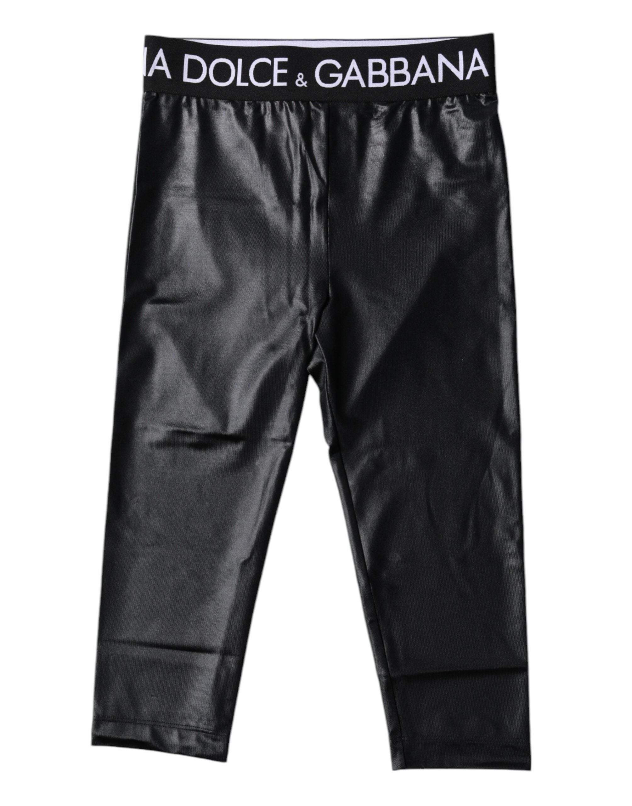 Dolce & Gabbana – Schwarze, kurze Nylon-Strumpfhose mit Logo, Unterwäsche