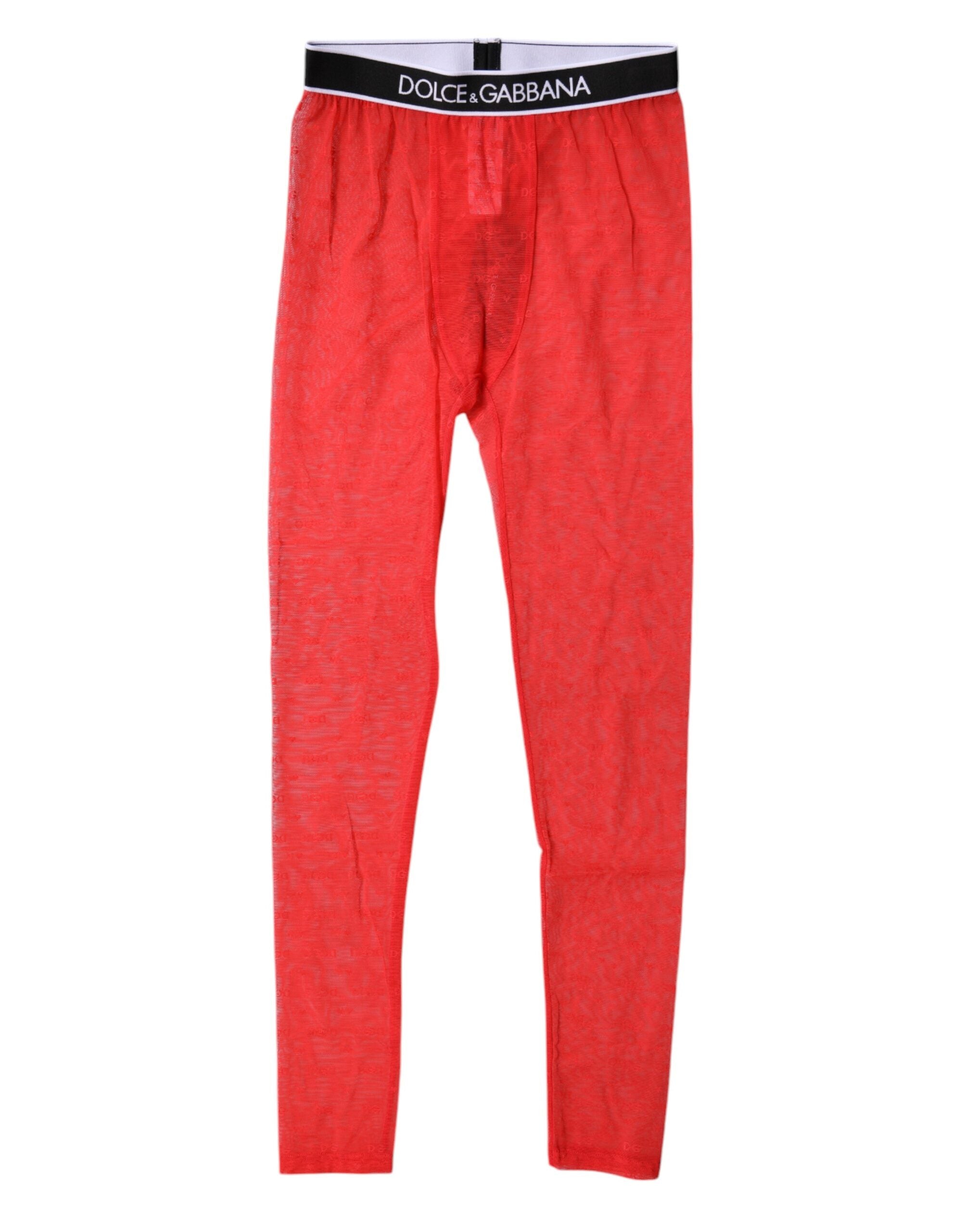 Dolce & Gabbana Rotes Logo Spitzen-Dessous Enge Unterhose