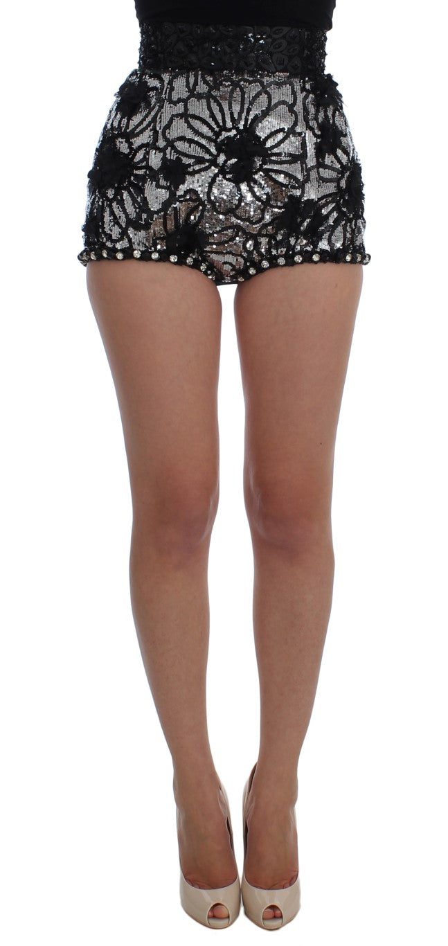 Dolce & Gabbana – Designer-Minishorts mit hoher Taille und Pailletten