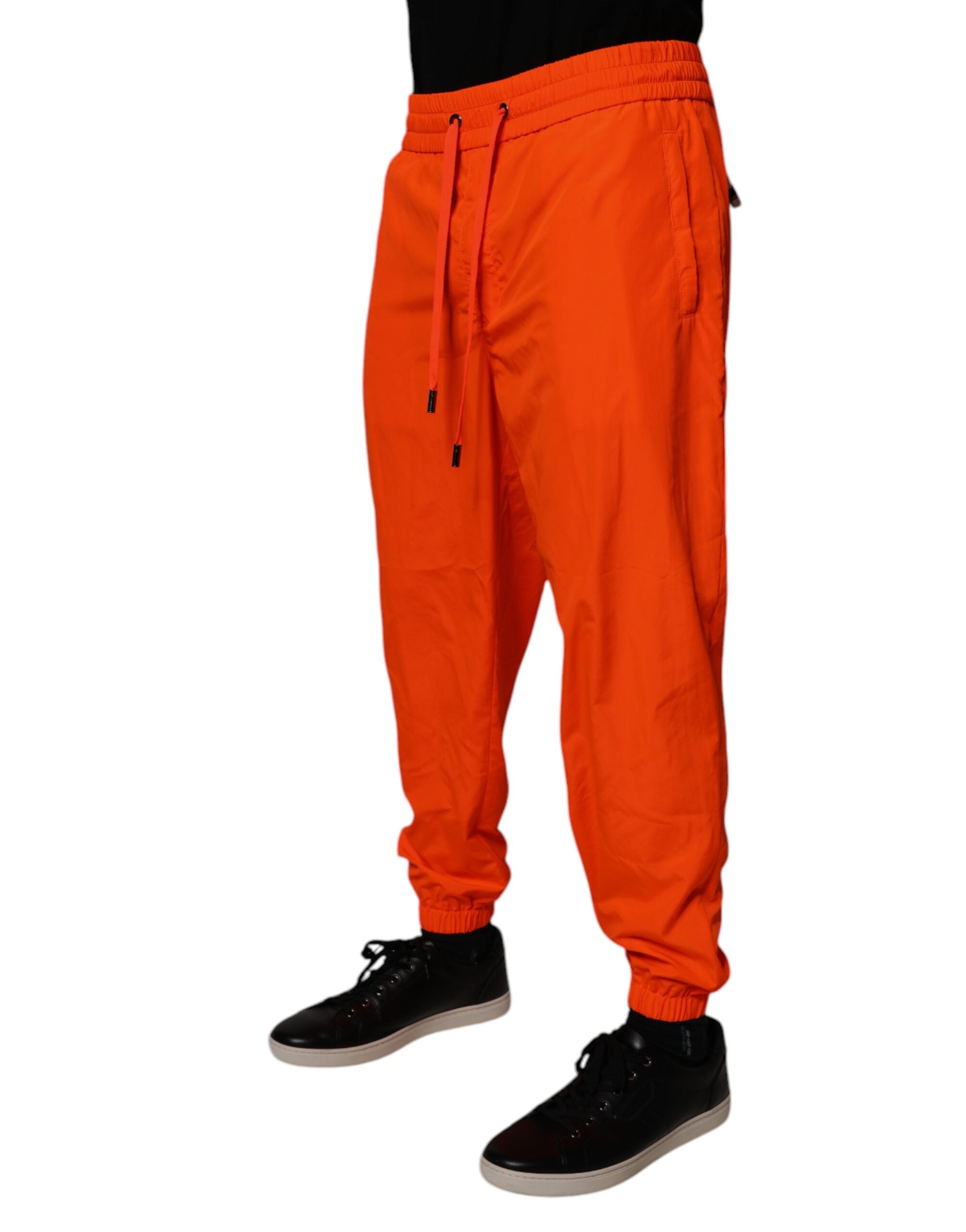 Dolce & Gabbana Orange Polyester Men Jogger Sweatpants Pants