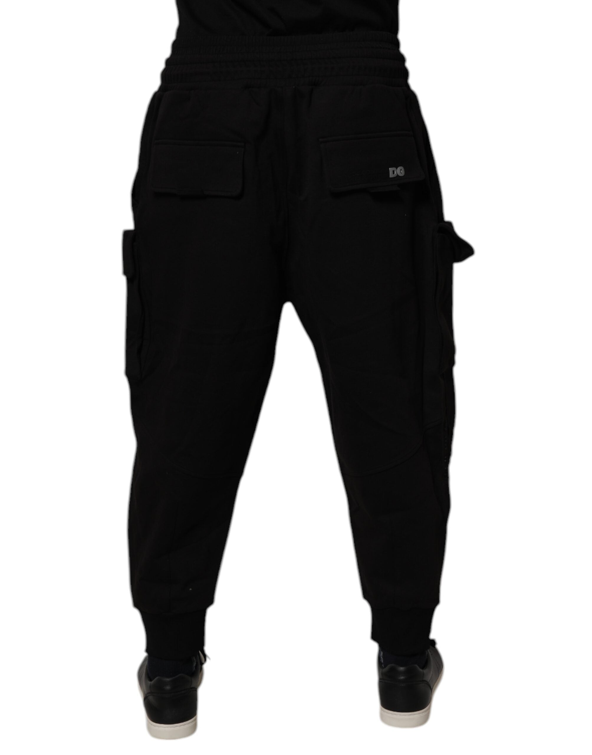 Dolce & Gabbana Black Cotton Men Cargo Jogger Sweatpants Pants
