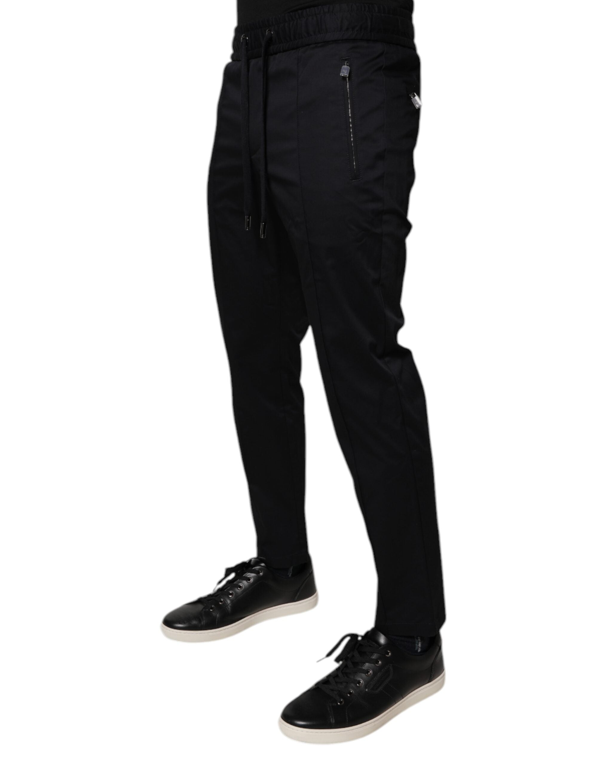 Dolce & Gabbana Dark Blue Cotton Men Jogger Sweatpants Pants