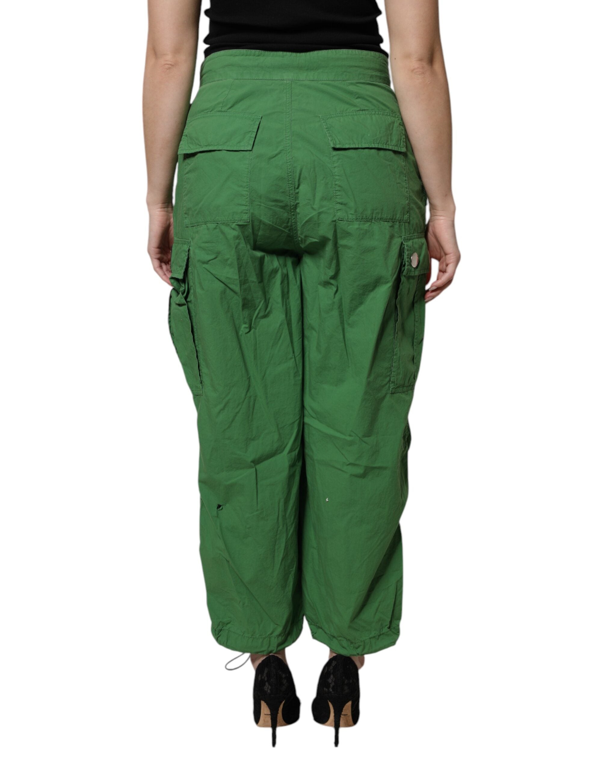 Dolce & Gabbana Green Cotton High Waist Cargo Pants