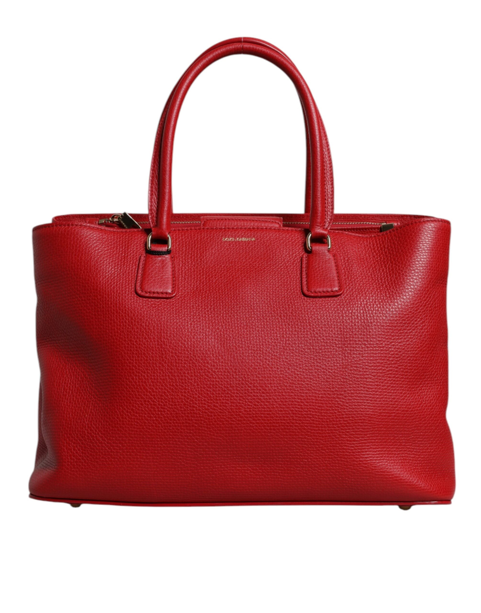 Dolce & Gabbana – Rote Kalbsleder-Grifftasche mit Logo-Plakette
