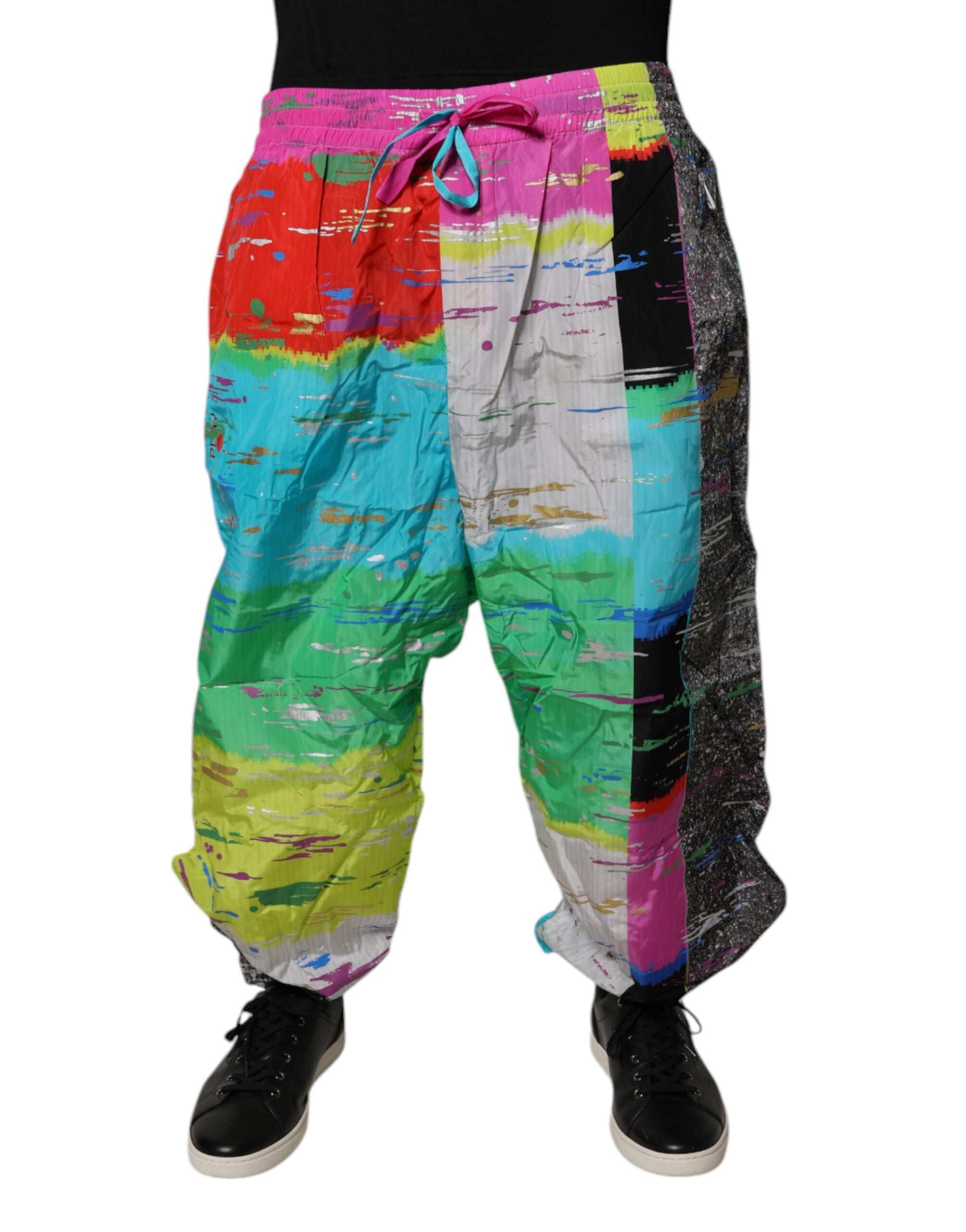 Dolce & Gabbana – Mehrfarbige Jogginghose mit Patchwork und mittlerer Taille