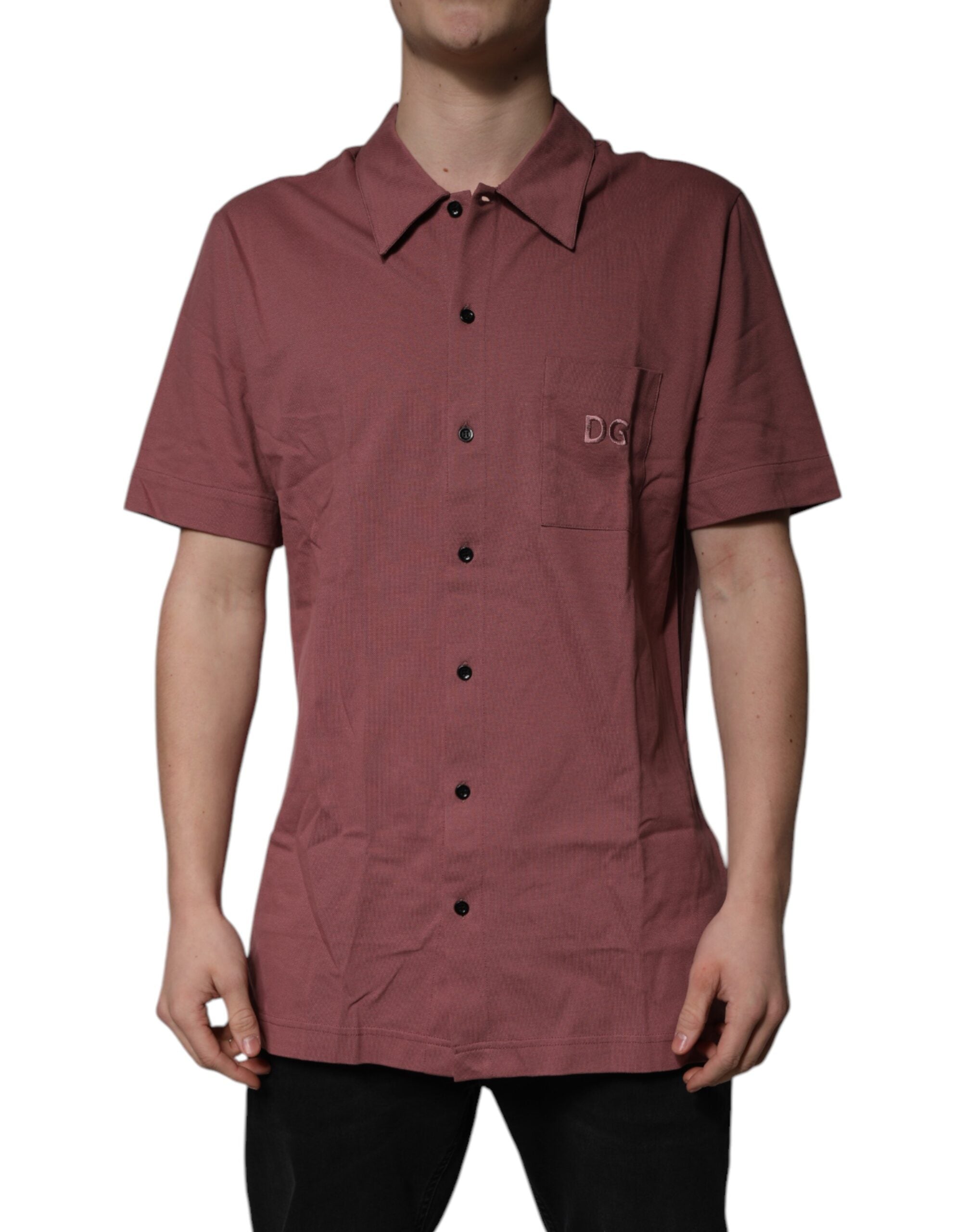 Dolce & Gabbana Dunkelrosa Button-Down-Poloshirt für Herren