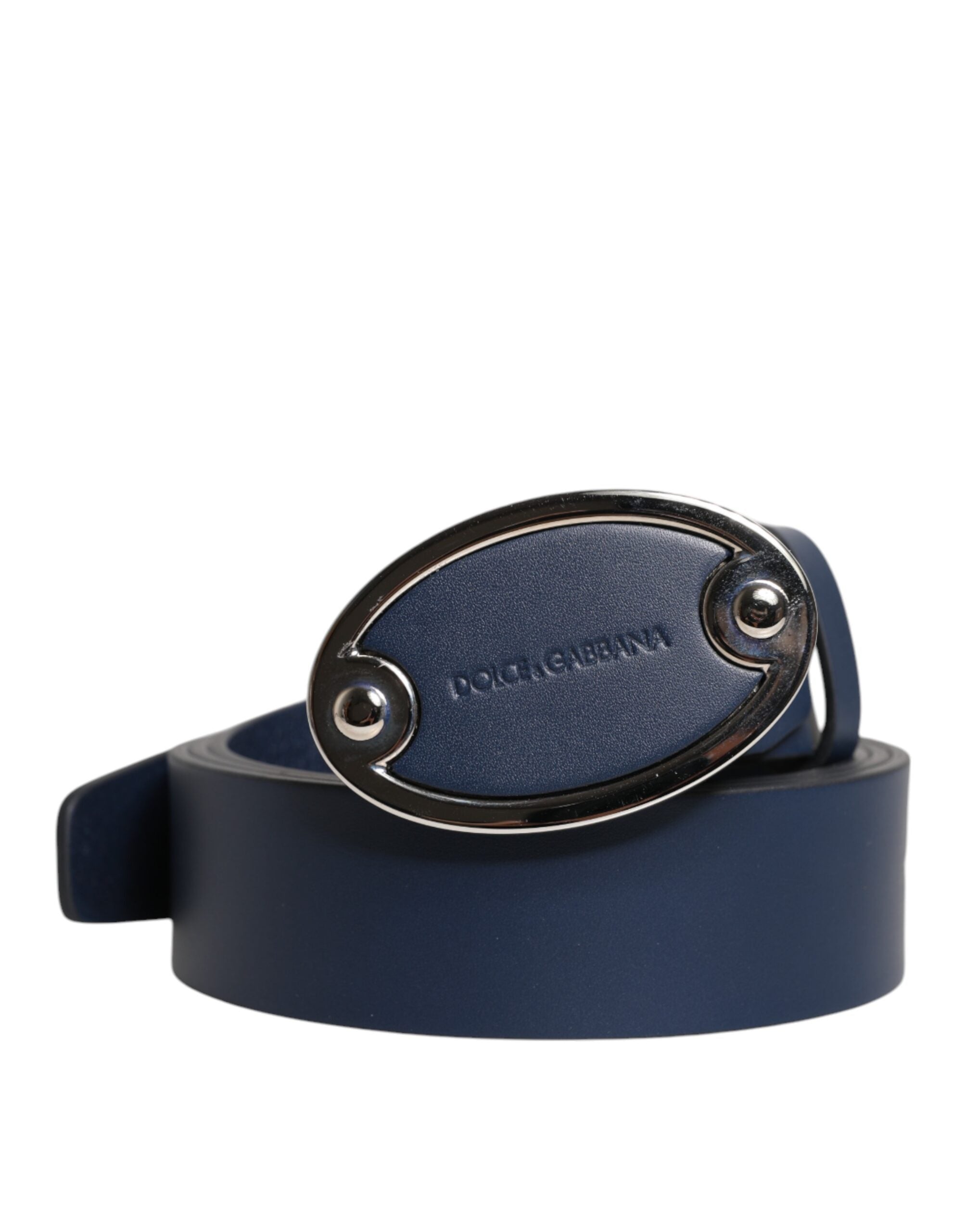 Dolce & Gabbana Blauer Ledergürtel mit klassischer Metall-Logoschnalle