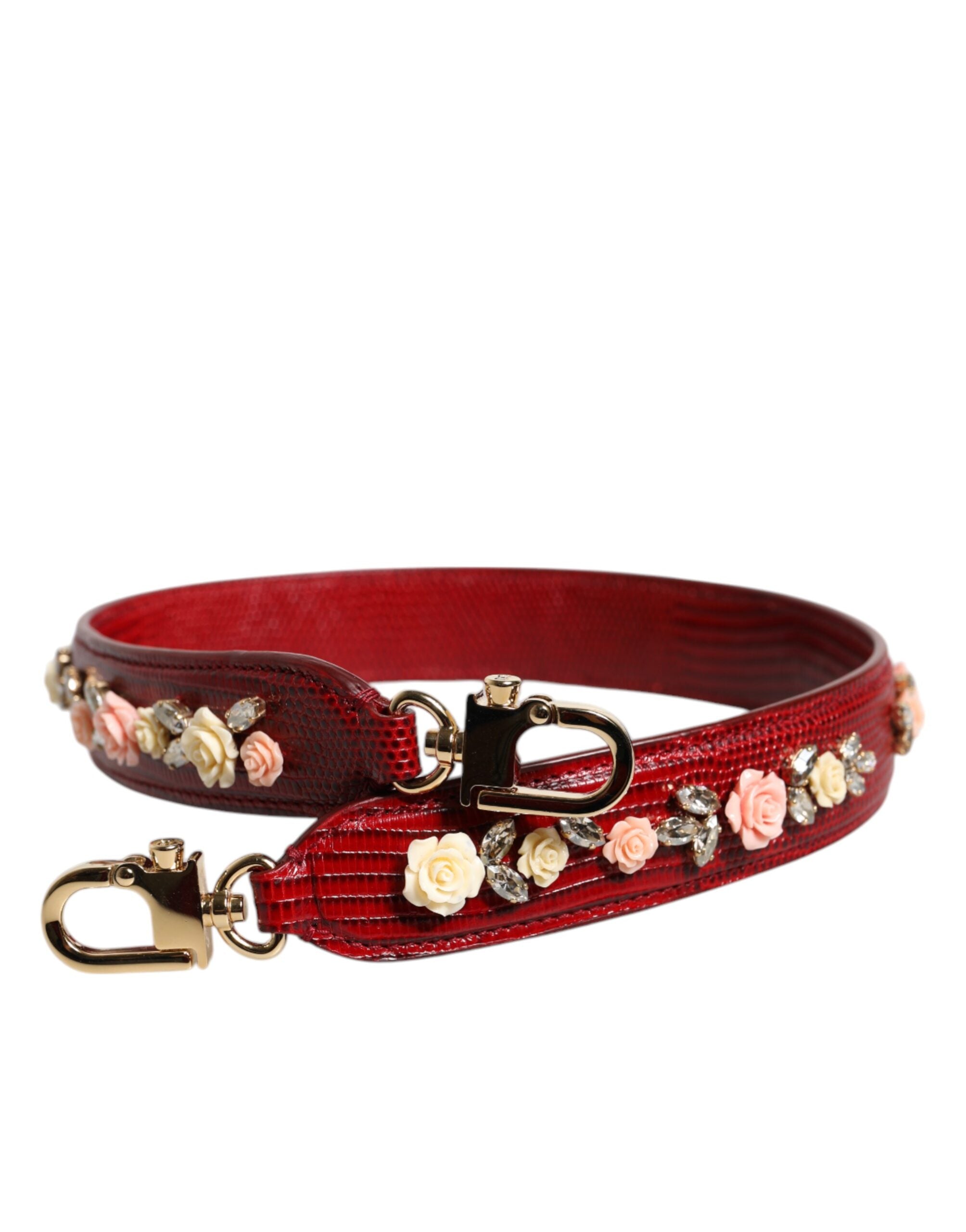 Dolce & Gabbana – Schultertasche aus rotem Leder mit Blumenverzierung