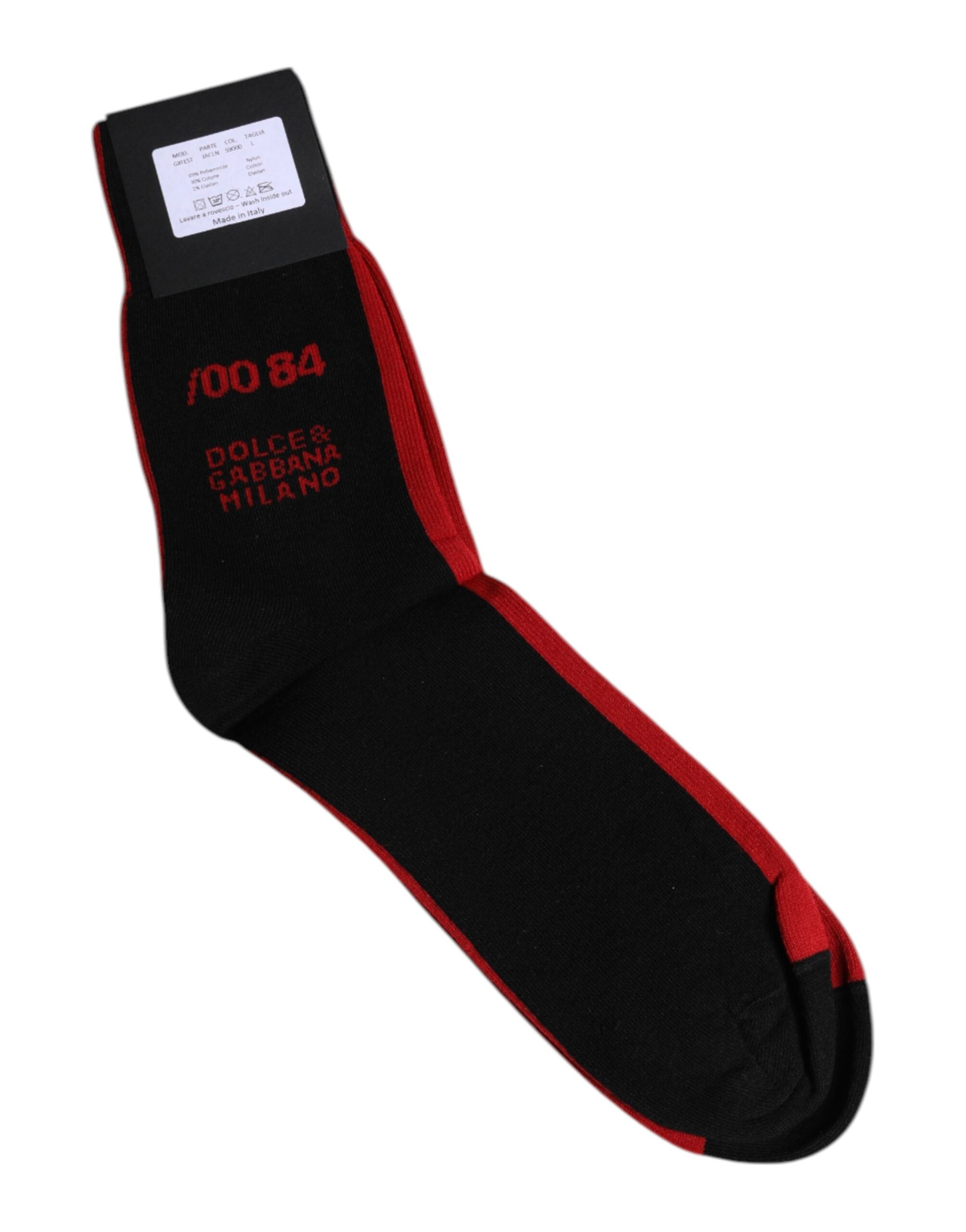Dolce & Gabbana – Wadenlange Herrensocken aus schwarzem Nylon mit DG-Logo