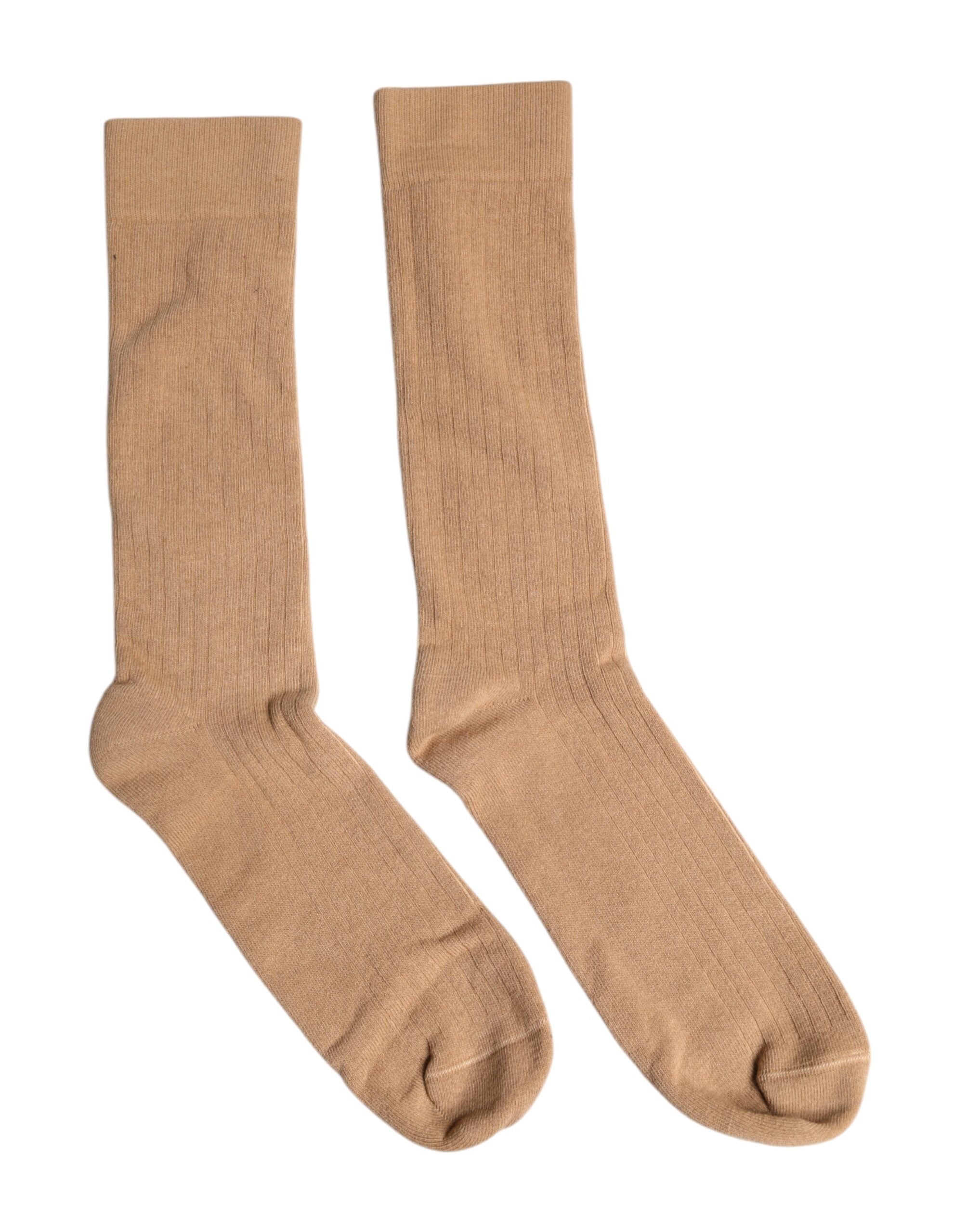 Dolce & Gabbana – Wadenlange Herrensocken aus massiver Baumwolle in Braun