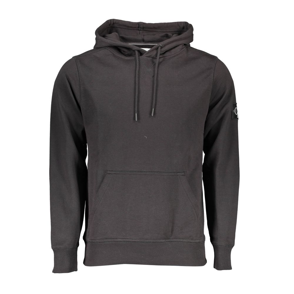 Calvin Klein Schwarzer Herrenpullover aus Baumwolle mit Mitteltasche und Kapuze