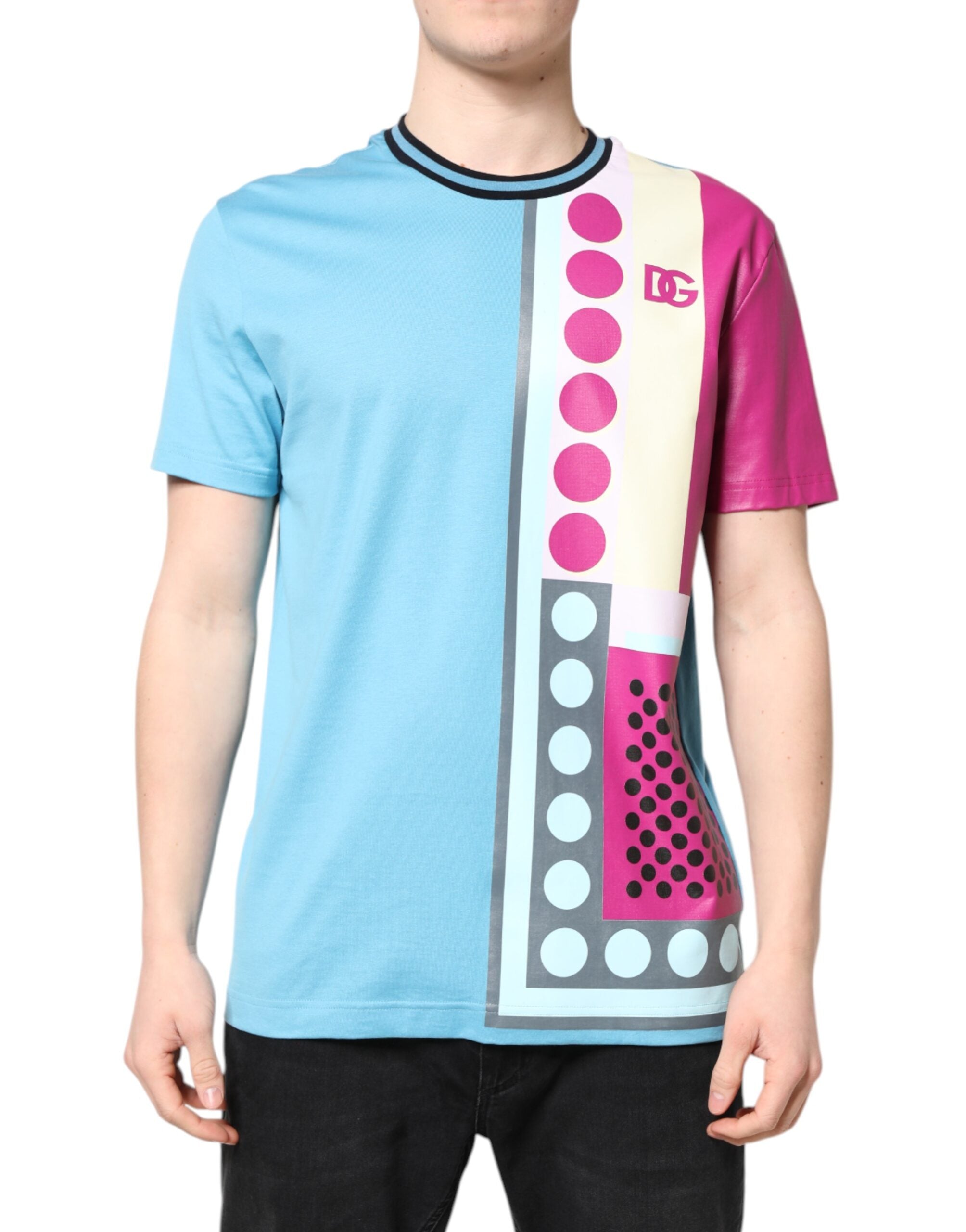 Dolce & Gabbana – Kurzärmliges T-Shirt mit mehrfarbigem Logodruck