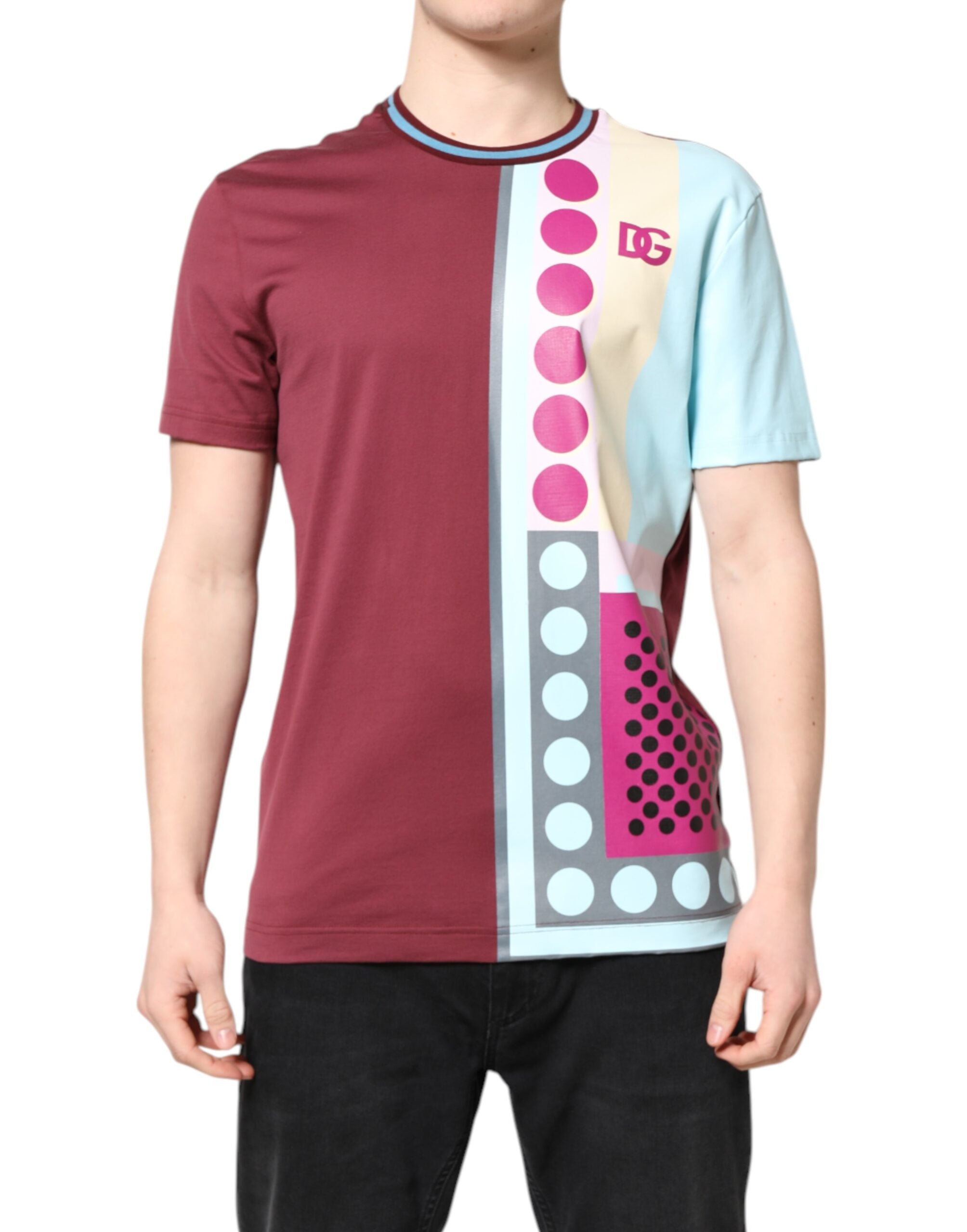 Dolce & Gabbana – Kurzärmliges T-Shirt mit mehrfarbigem Logodruck