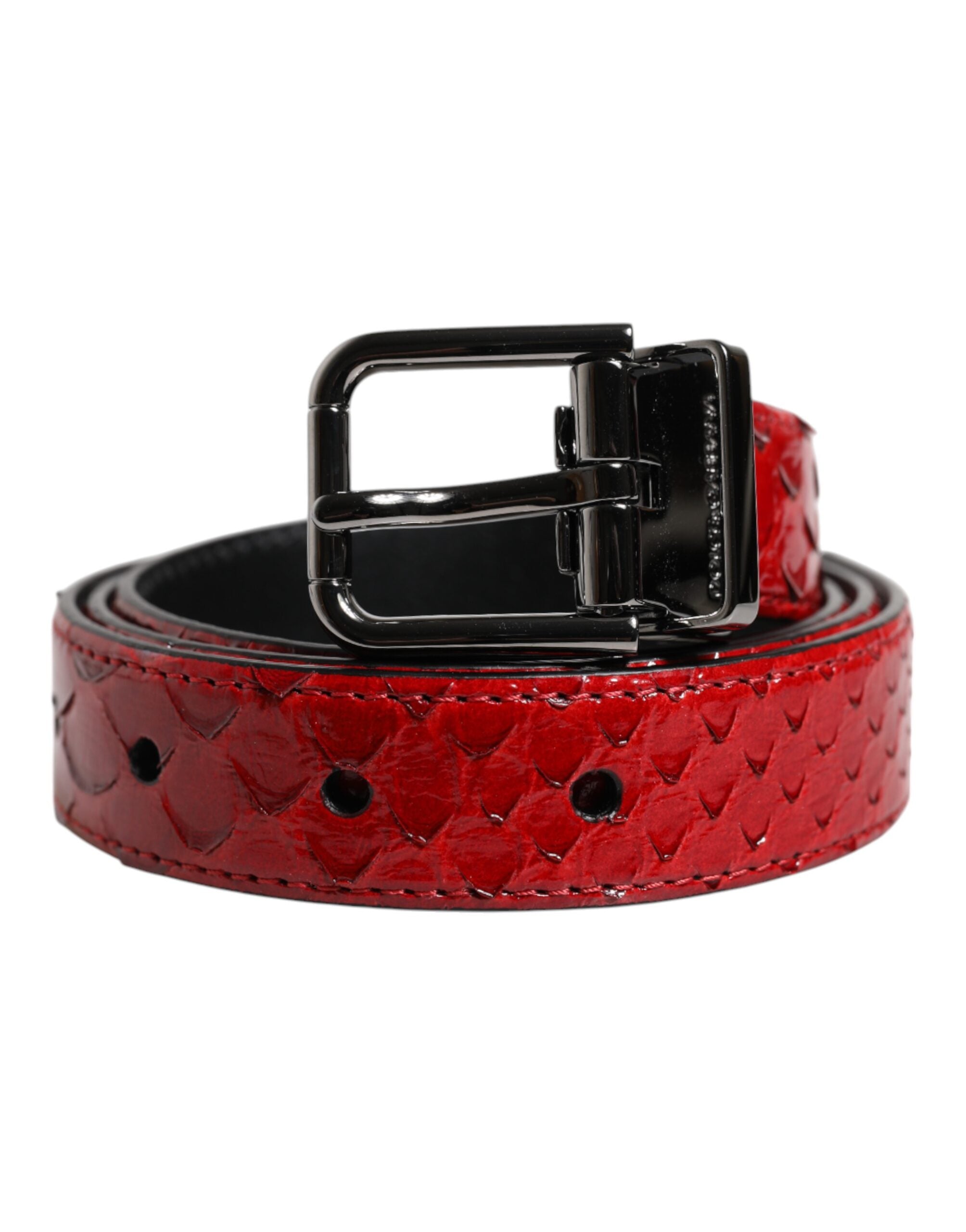 Dolce & Gabbana – Roter Gürtel aus exotischem Leder mit Messing-Metallschnalle