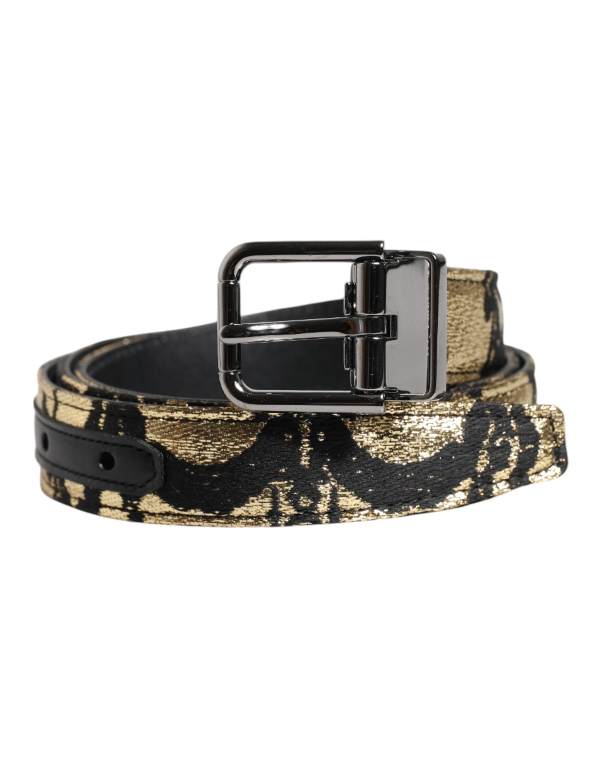 Dolce & Gabbana – Mehrfarbiger Gürtel aus Jacquard-Leder mit Metallschnalle