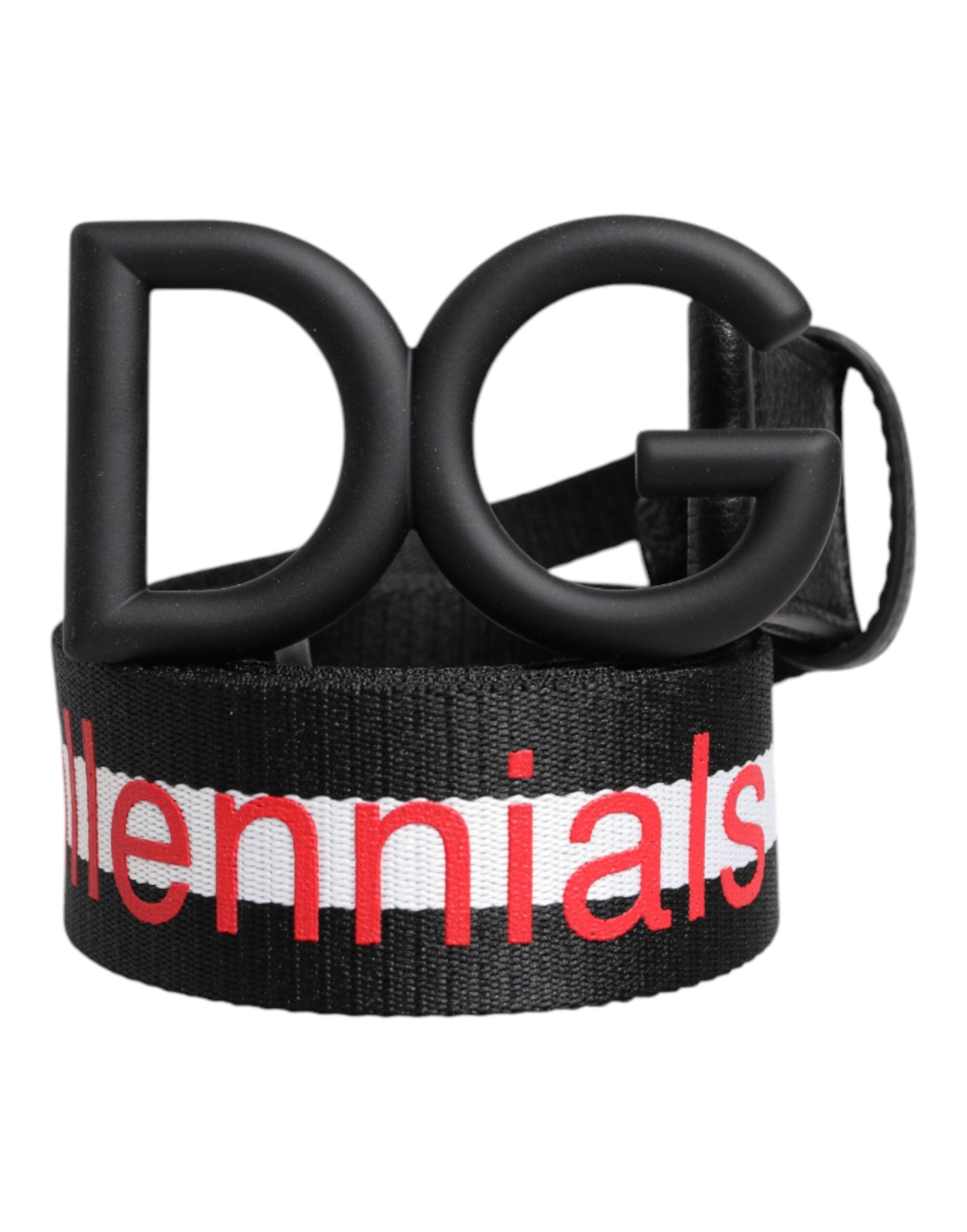 Dolce & Gabbana – Schwarzer Polyestergürtel mit DG-Schnalle und Logodruck