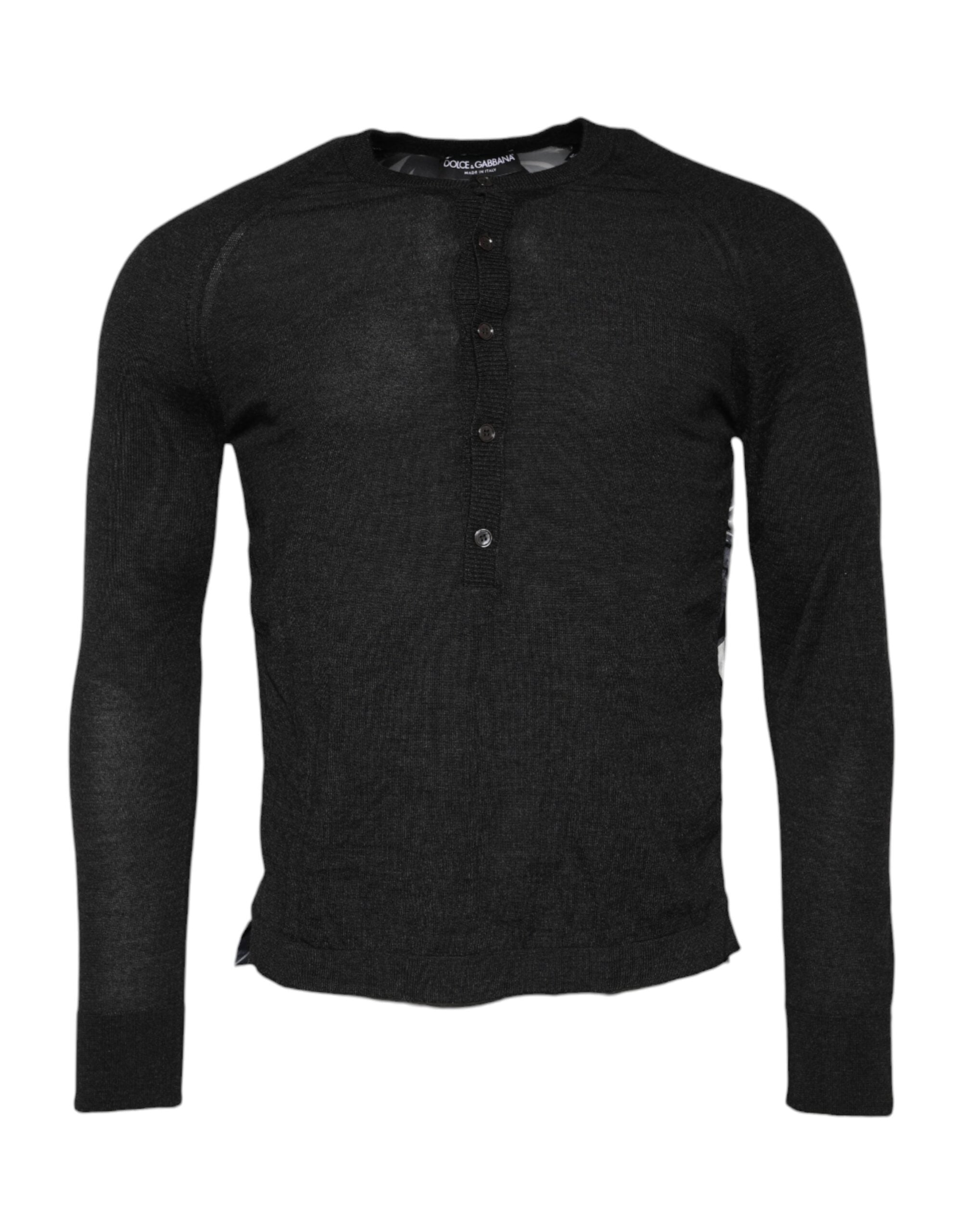 Dolce & Gabbana Schwarzer bedruckter Strickpullover für Herren