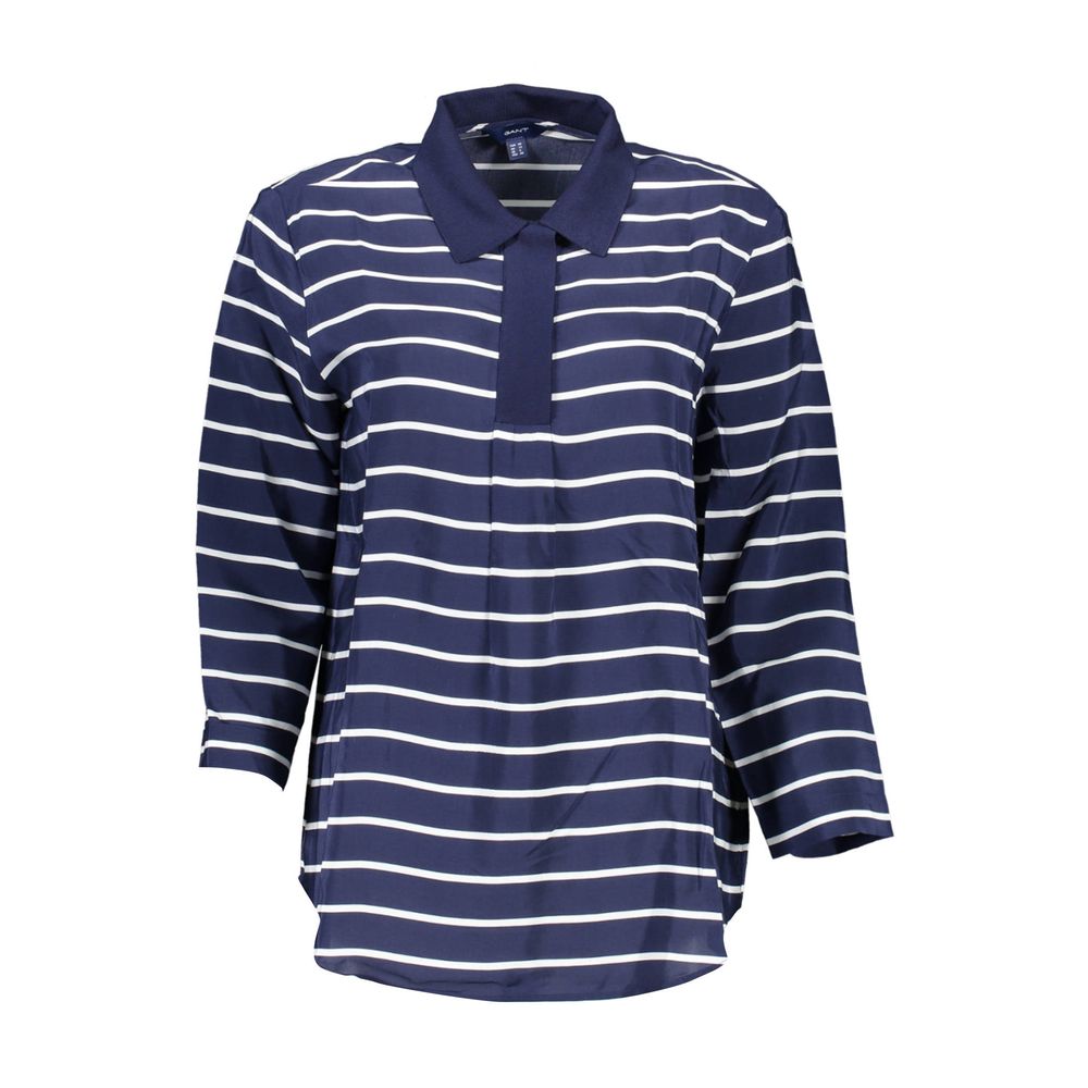 Gant Blaues Viskose-Poloshirt für Damen