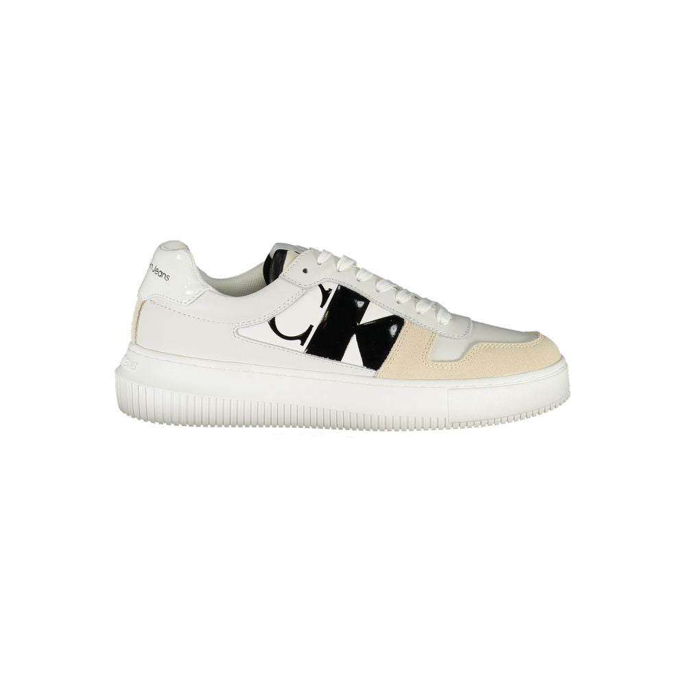 Calvin Klein – Elegante weiße Schnür-Sneaker mit Kontrastdetails