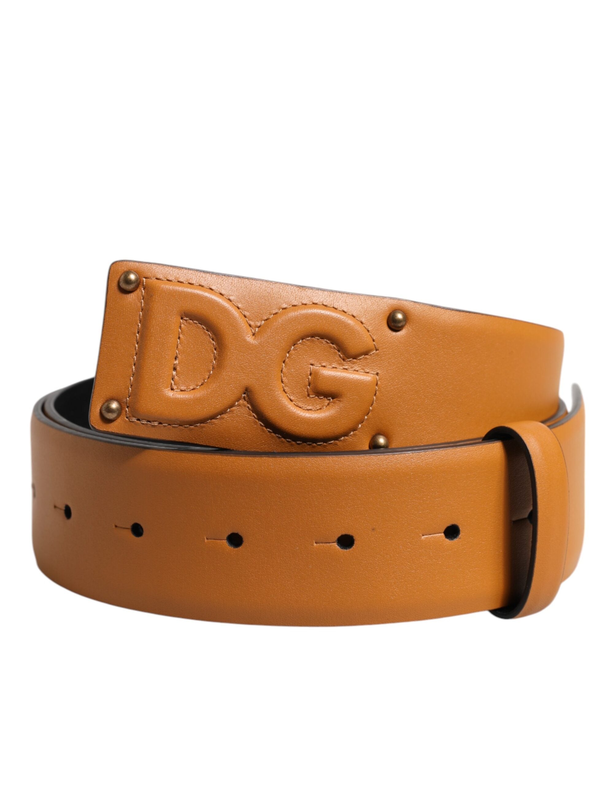Dolce & Gabbana – Brauner Ledergürtel mit DG-Logoprägung und Schnalle