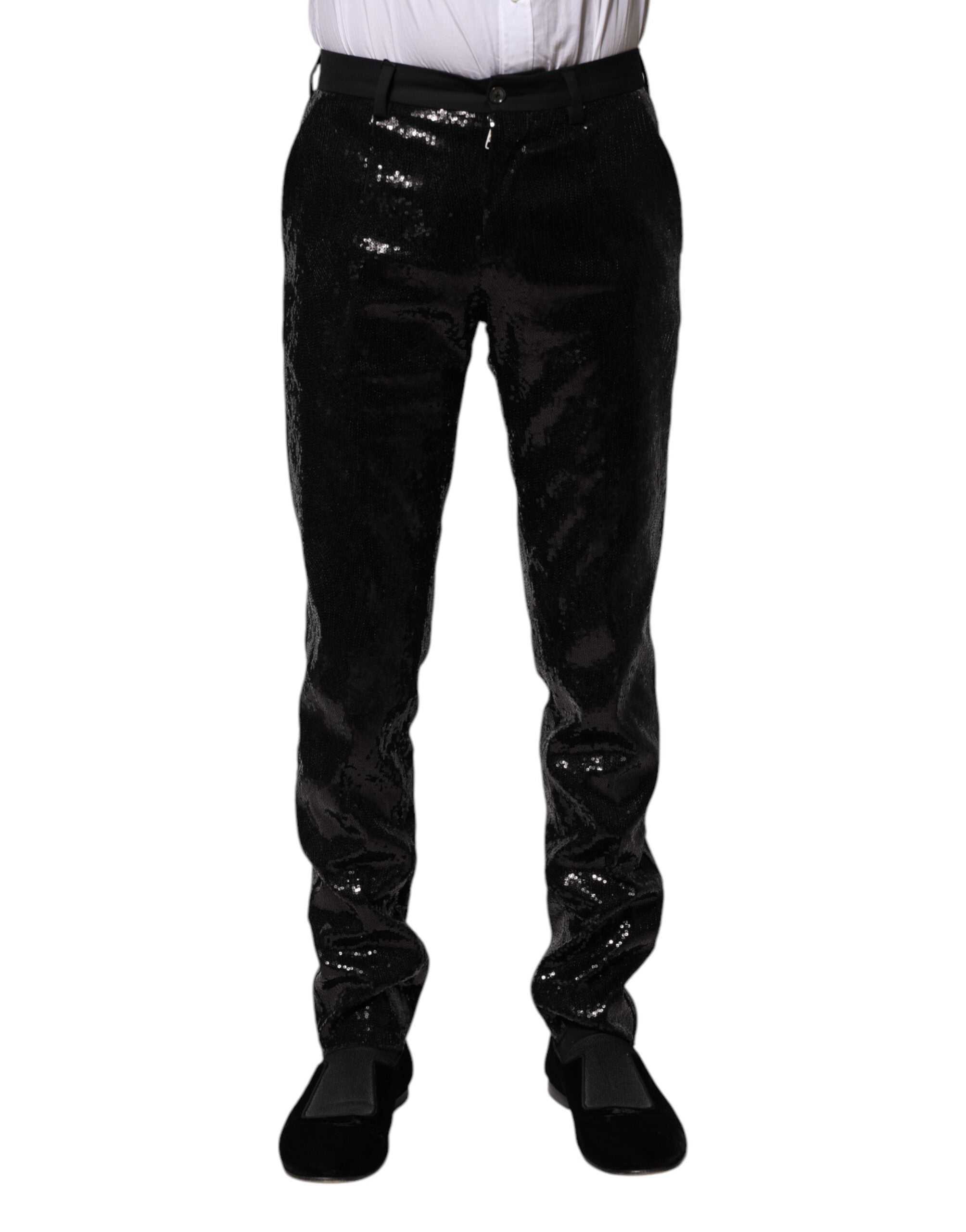 Dolce & Gabbana Schwarze Hose mit Paillettenverzierung