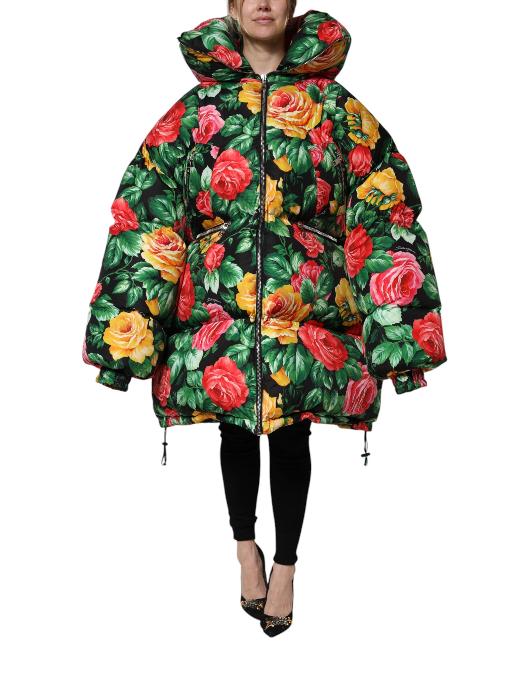 Dolce & Gabbana – Pufferjacke mit Kapuze und mehrfarbigem Blumenmuster