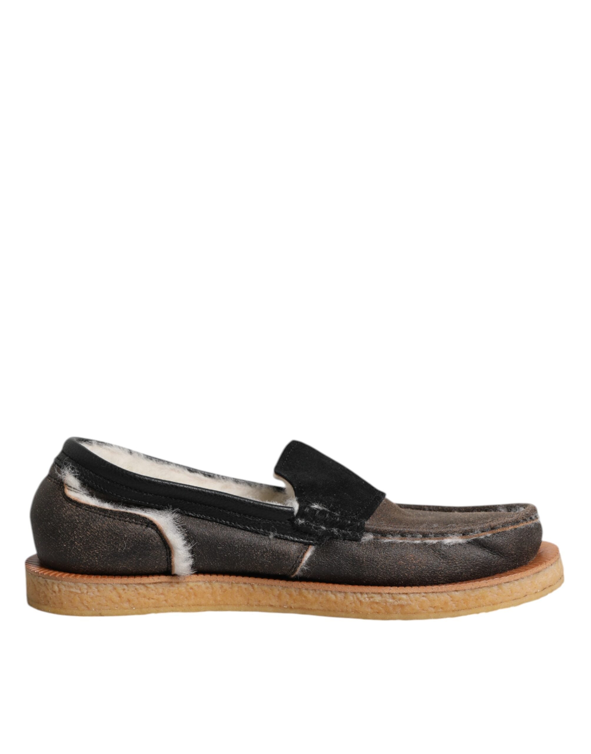 Dolce & Gabbana Loafer aus braun-weißem Kalbsleder