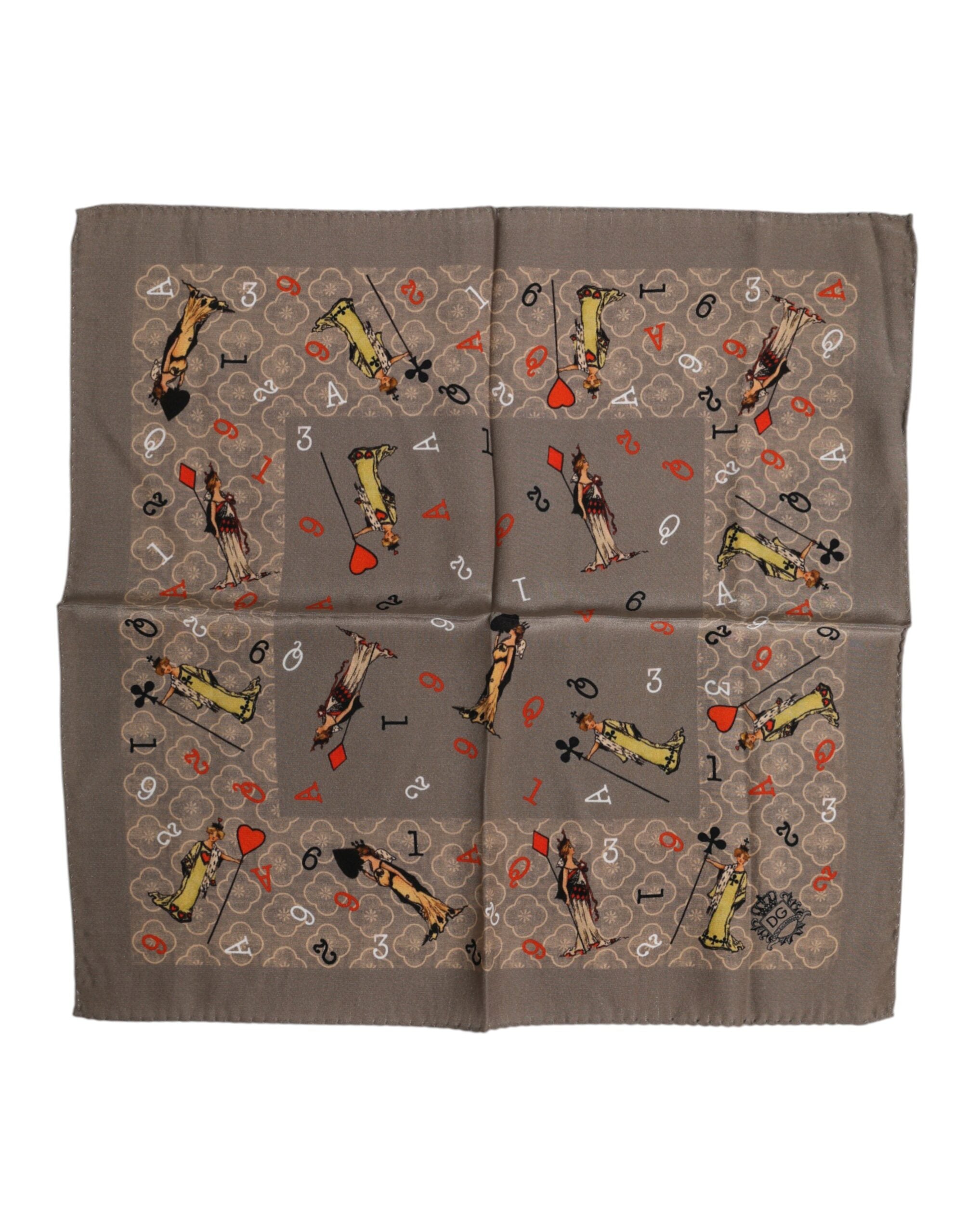 Dolce & Gabbana Brauner, quadratischer Foulard aus Seide mit Print für Herren