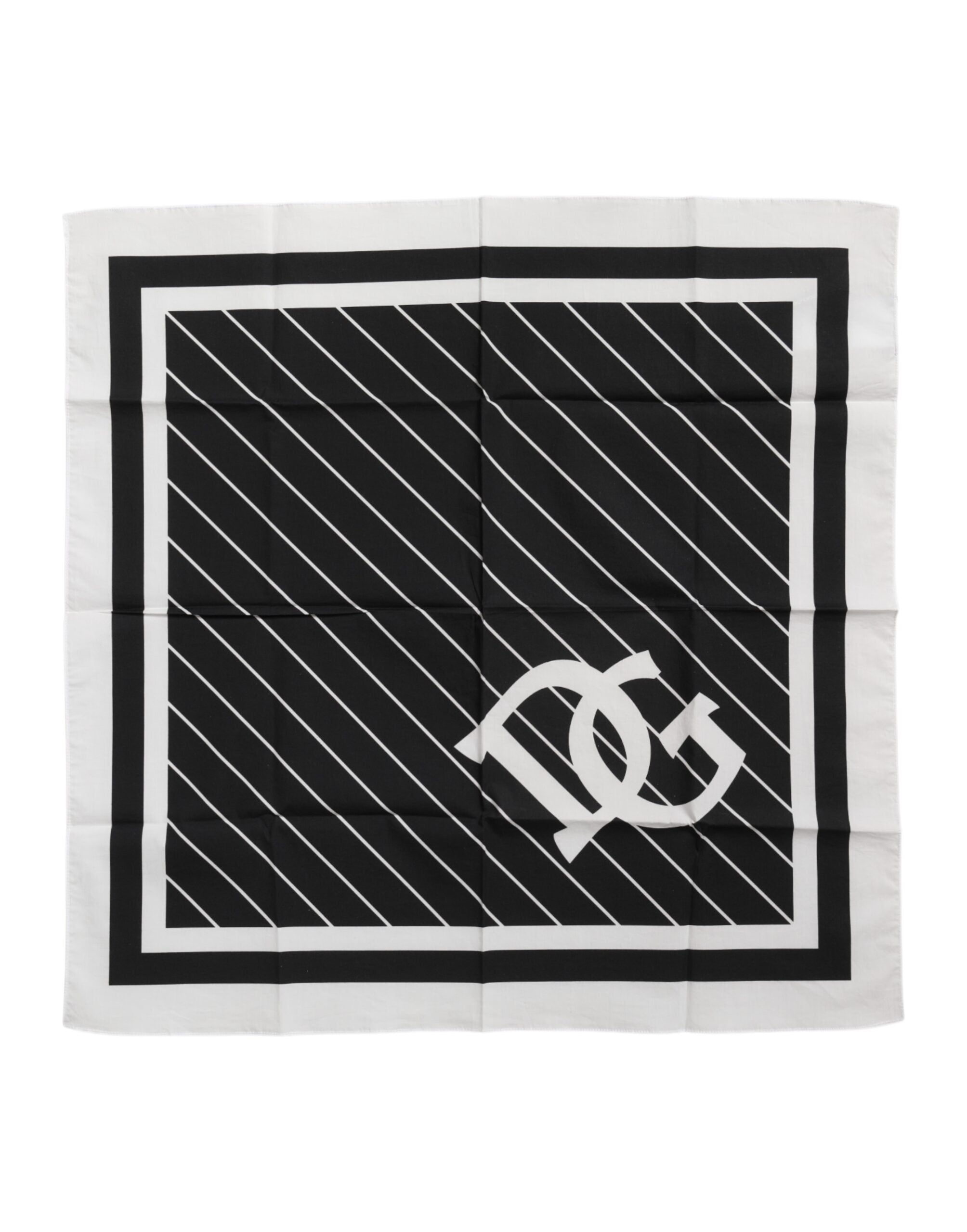 Dolce & Gabbana Schwarz-Weiß DG Logo Quadratischer Herren-Foulardschal