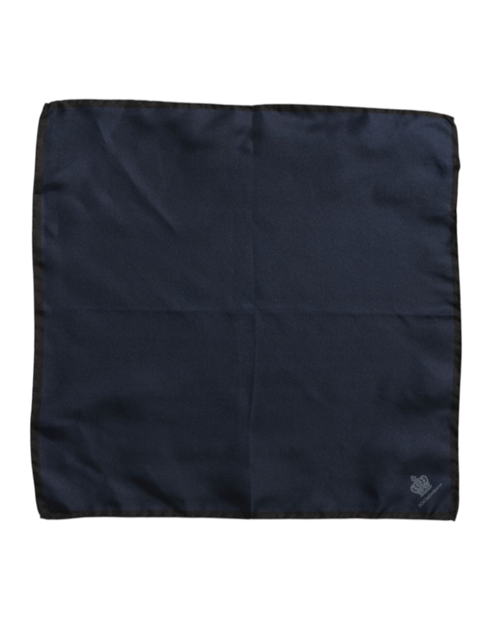 Dolce & Gabbana Blauer quadratischer Foulard aus Seide mit DG-Krone für Herren