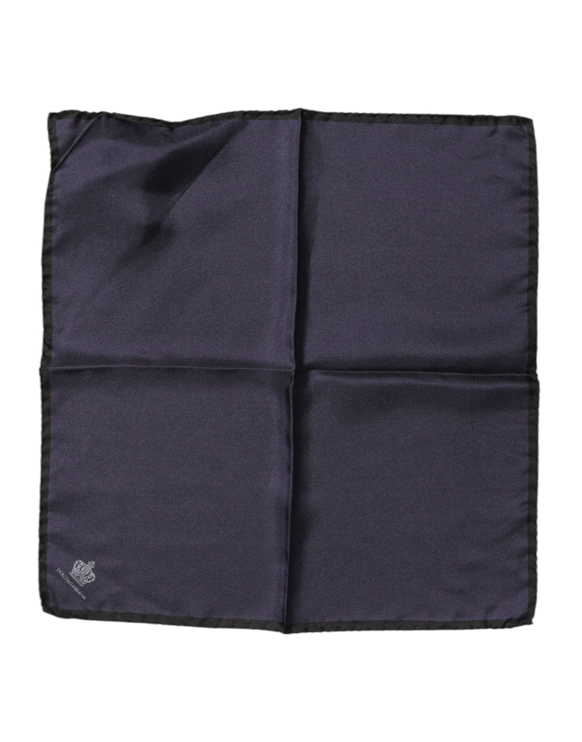 Dolce & Gabbana Blauer quadratischer Foulard aus Seide mit DG-Krone für Herren