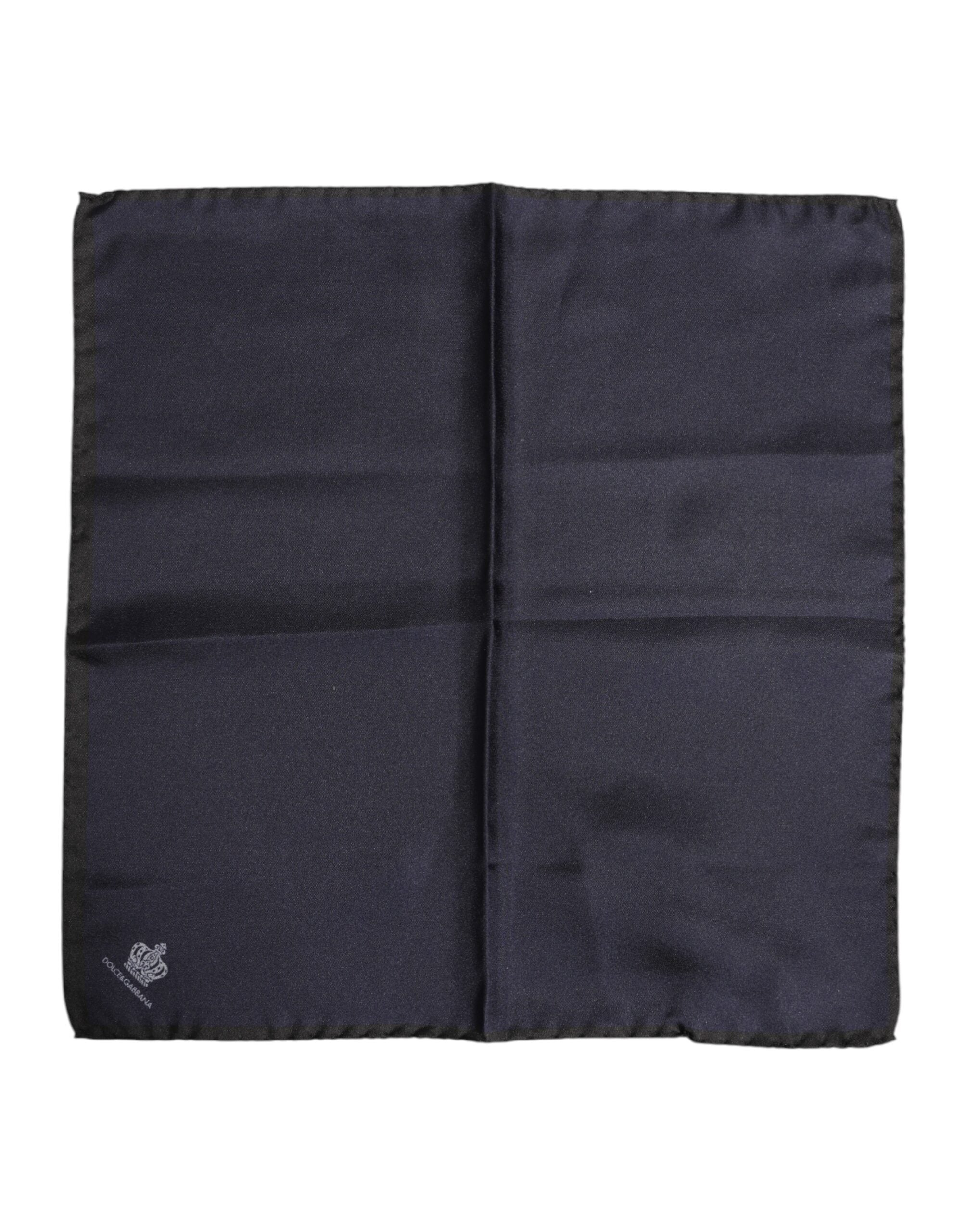 Dolce & Gabbana Blauer quadratischer Foulard aus Seide mit DG-Krone für Herren