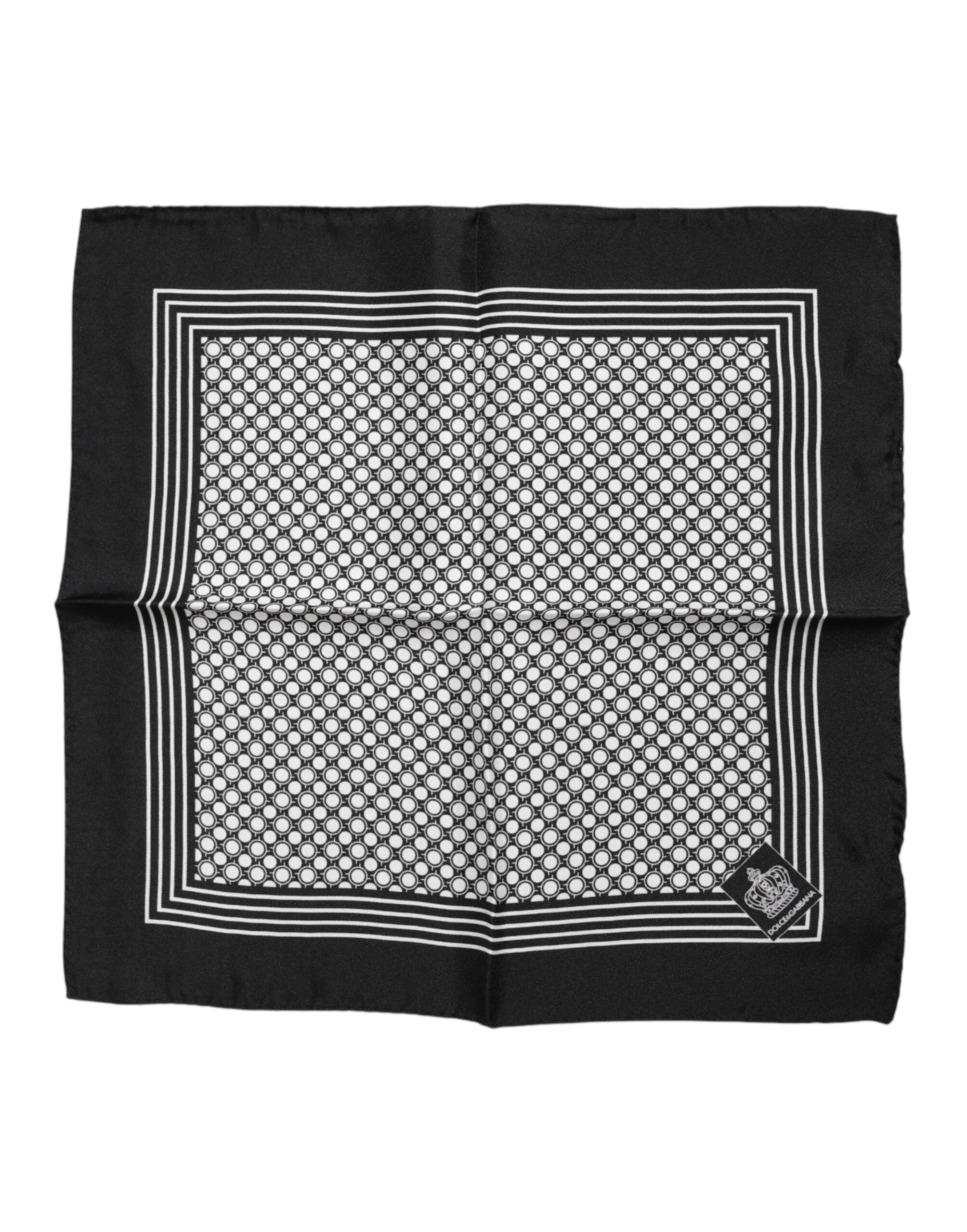 Dolce & Gabbana Schwarz-Weiß gemusterter quadratischer Herren-Foulardschal